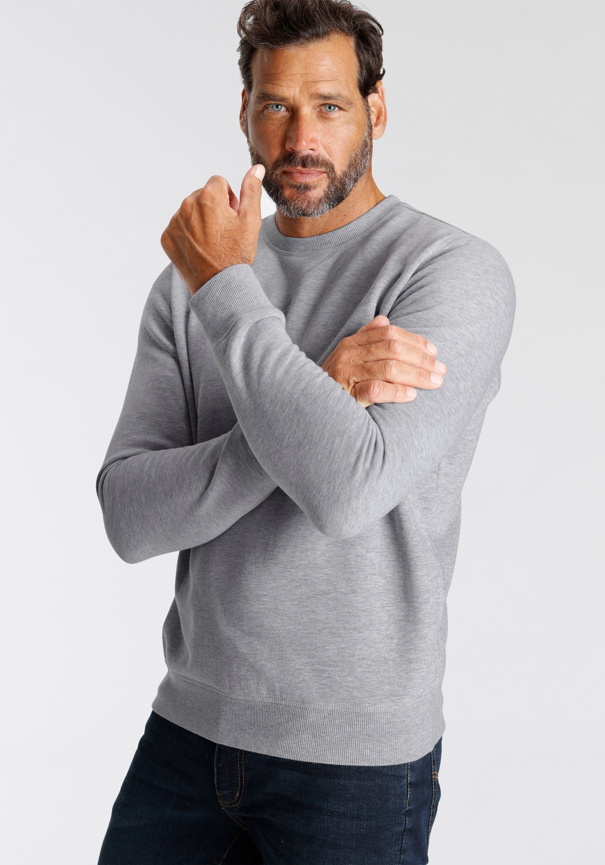 Man's World Sweatshirt Lange mouwen, basic-stijl, effen, ronde hals