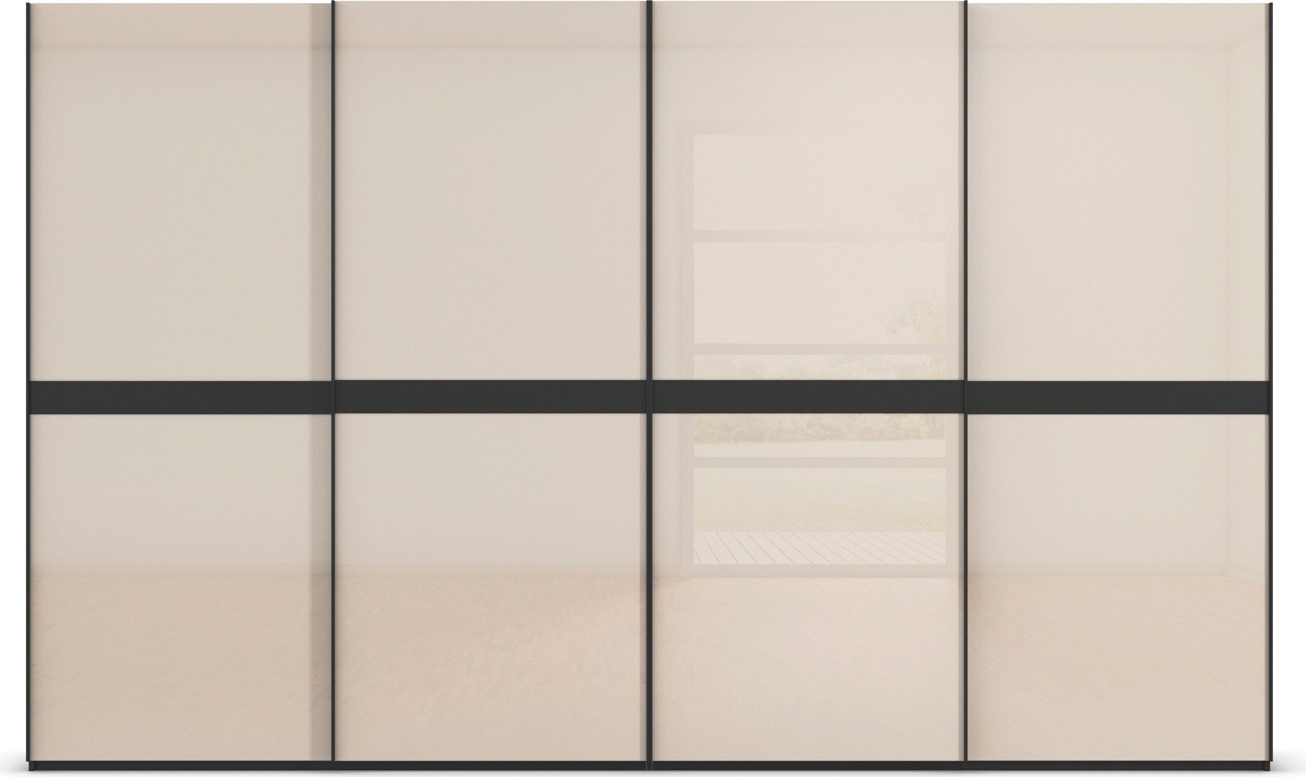 rauch Schuifdeurkast Kledingkast kast garderobe slaapkamerkast SCALE-LINE edel uiterlijk met buikband in corpuskleur met glasfront made in germany
