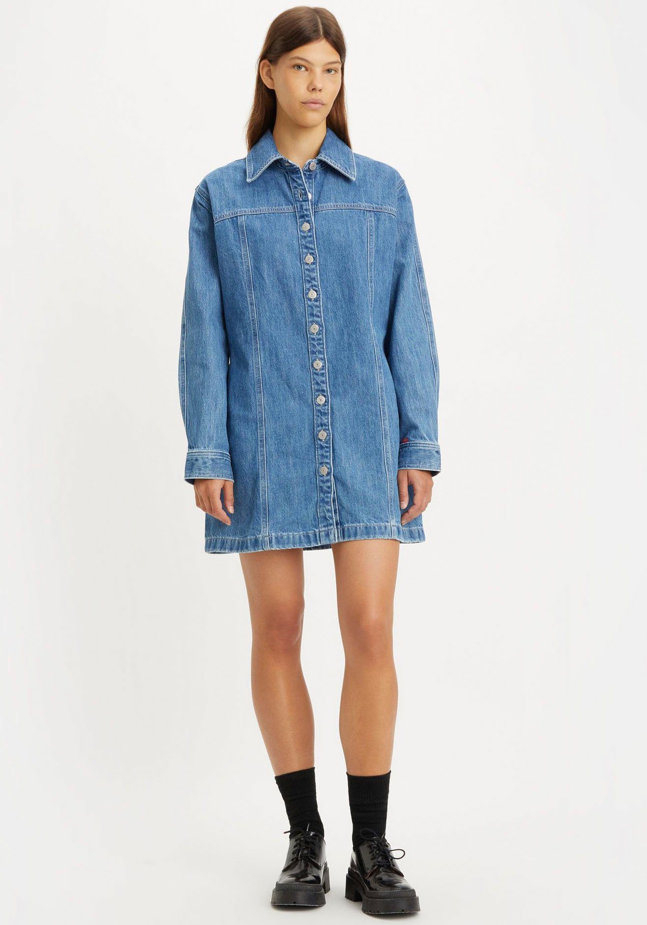 Levi's® Jeans jurk Shay in een lichte used-look, met knoopsluiting over de gehele lengte