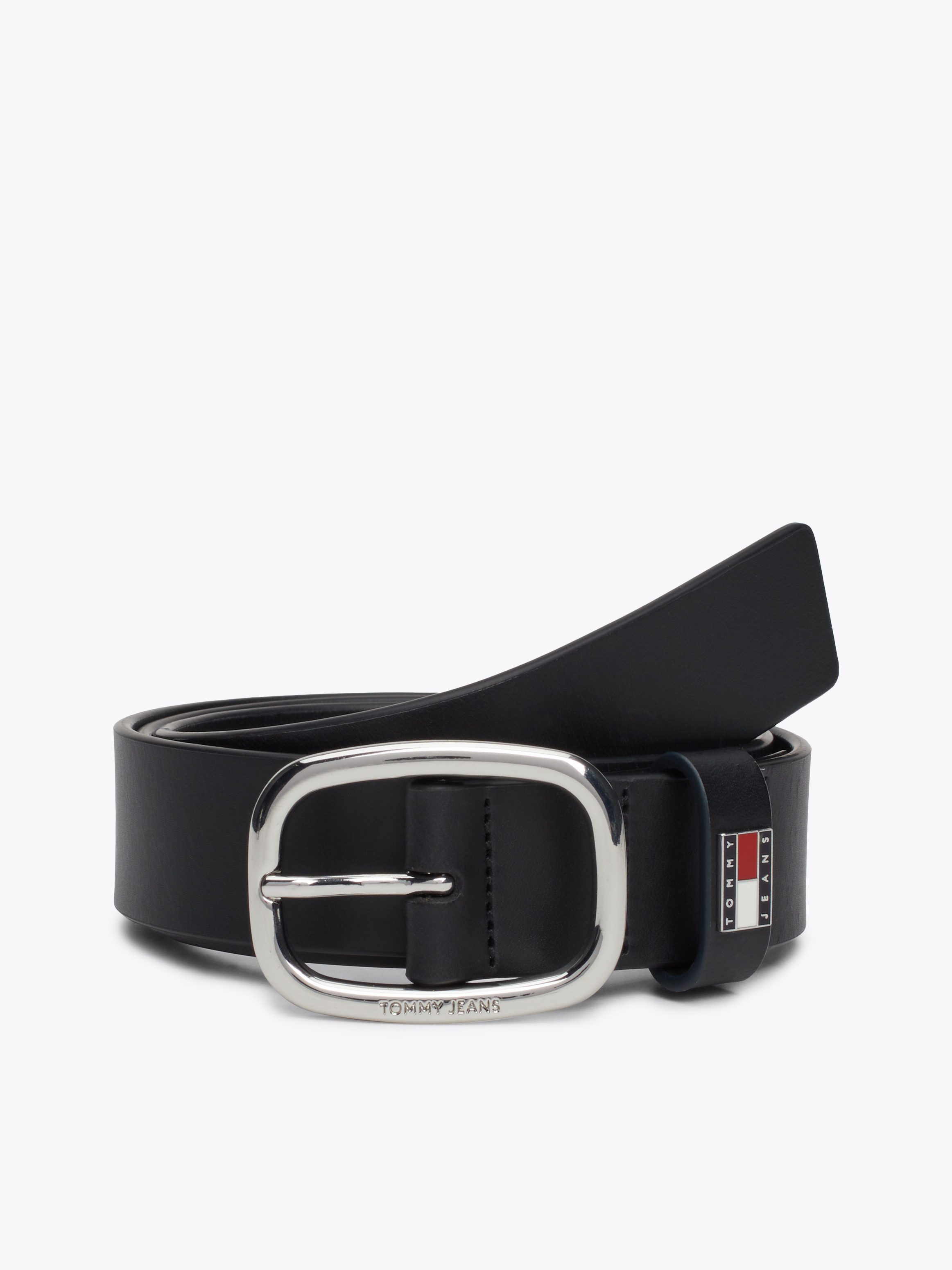 TOMMY JEANS Leren riem TJW OVAL 3.0 Ovale eenvoudig pin sluiting en logo op de sluiting