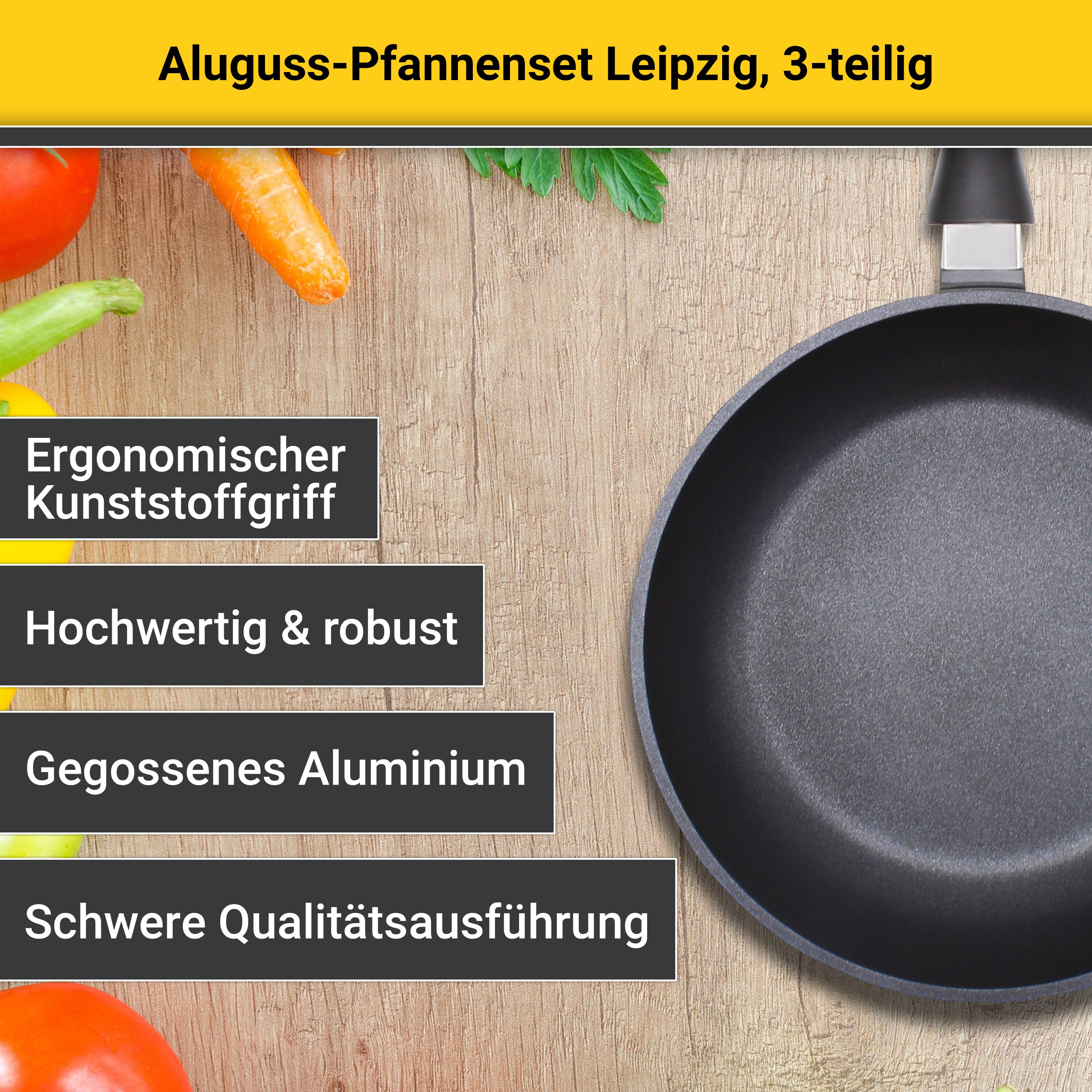 Krüger Pannenset Gietaluminium bakpannenset LEIPZIG, 3 delig (set, 3-delig)