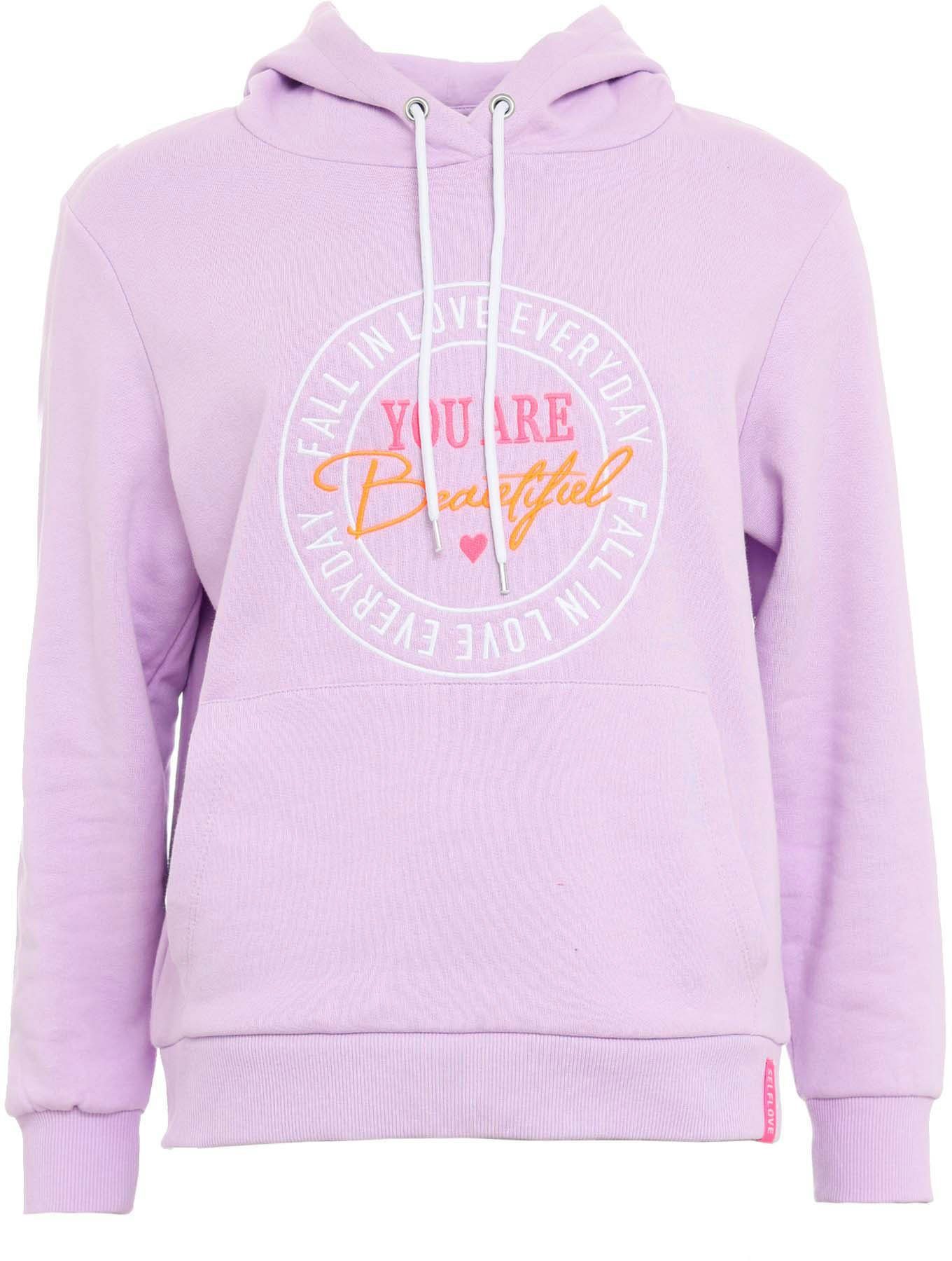 Zwillingsherz Hoodie met "you are beautiful"-borduursel en opdruk op de rug
