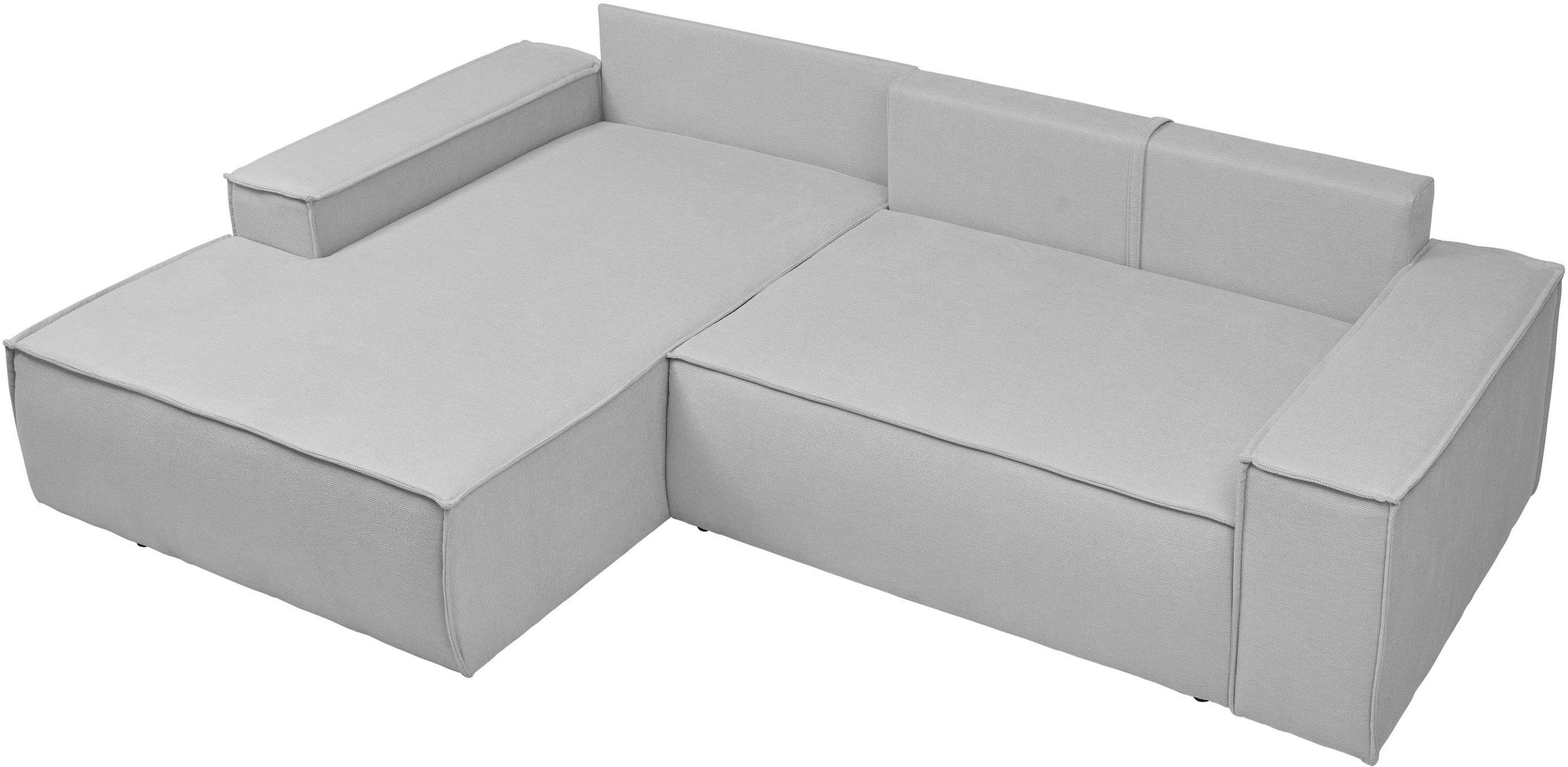andas Hoekbank Finnley slaapbank 267 cm in Bouclé, fijne structuur en cord, L-vorm