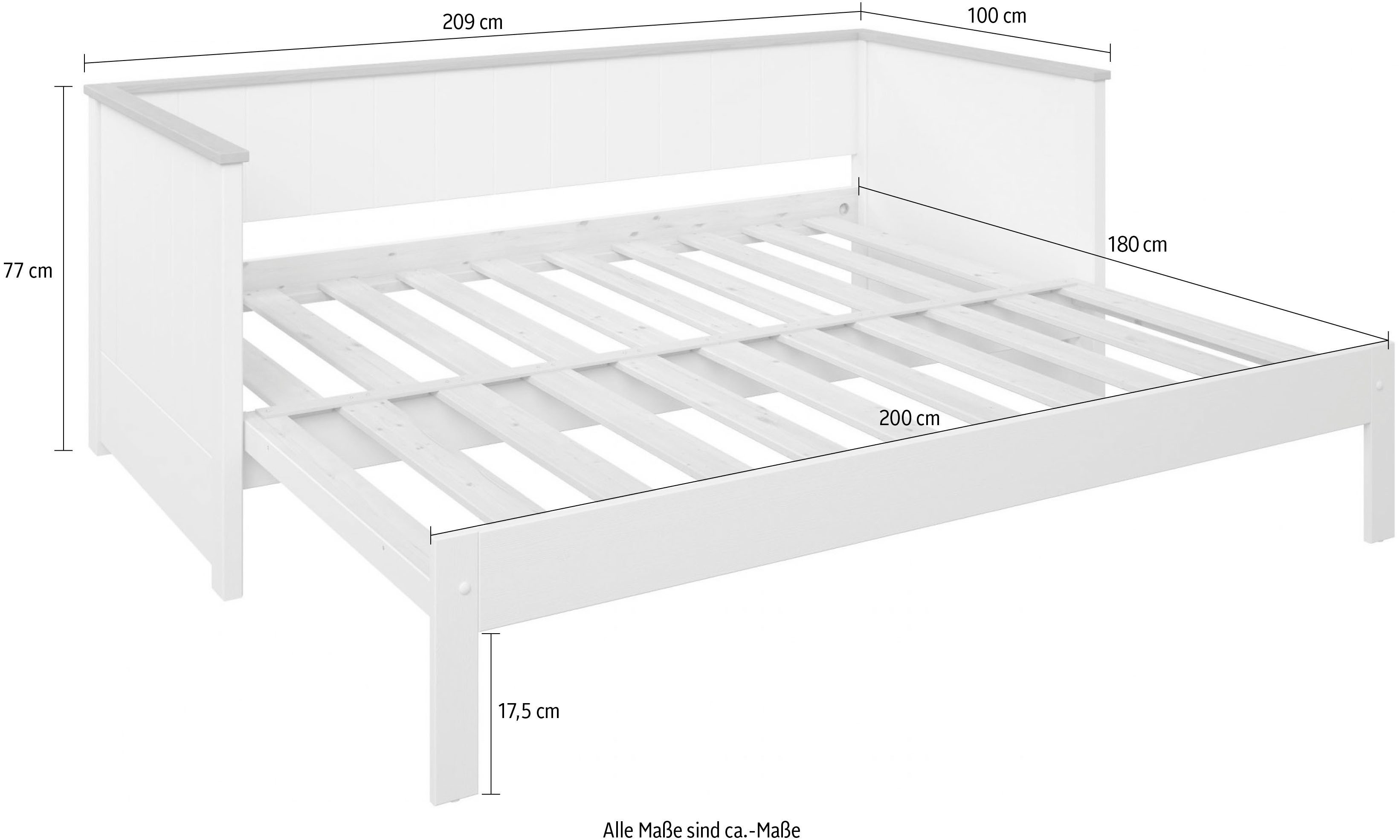 Home affaire Slaapbank "REIGNY", Kinderbed, Gastbed, twee slaapplaatsen Massief hout, panelen - Design, landelijke stijl, optionele lade