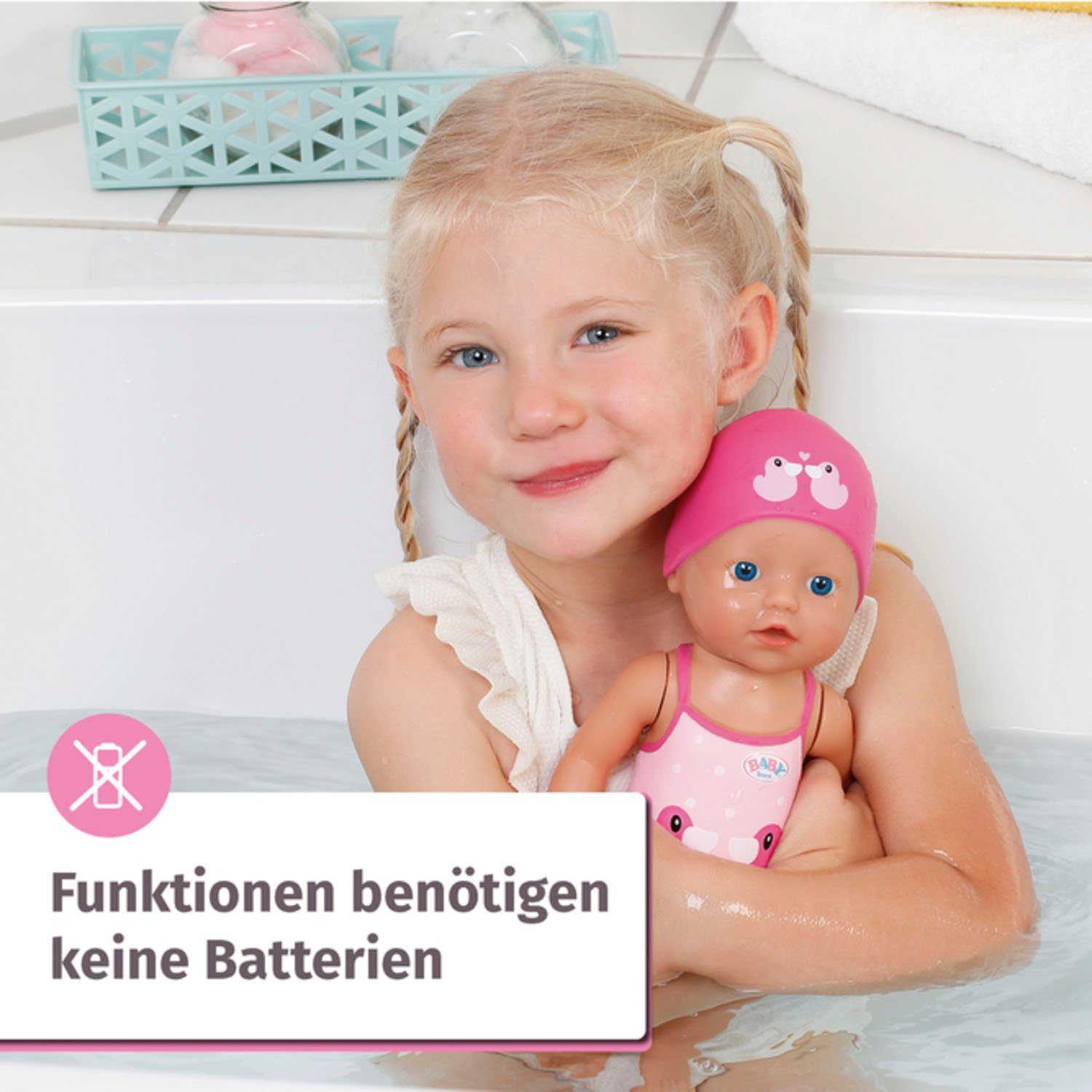 Baby Born Babypop My First Swim Girl, 30 cm zwemt met borstcrawl en vlinderslag
