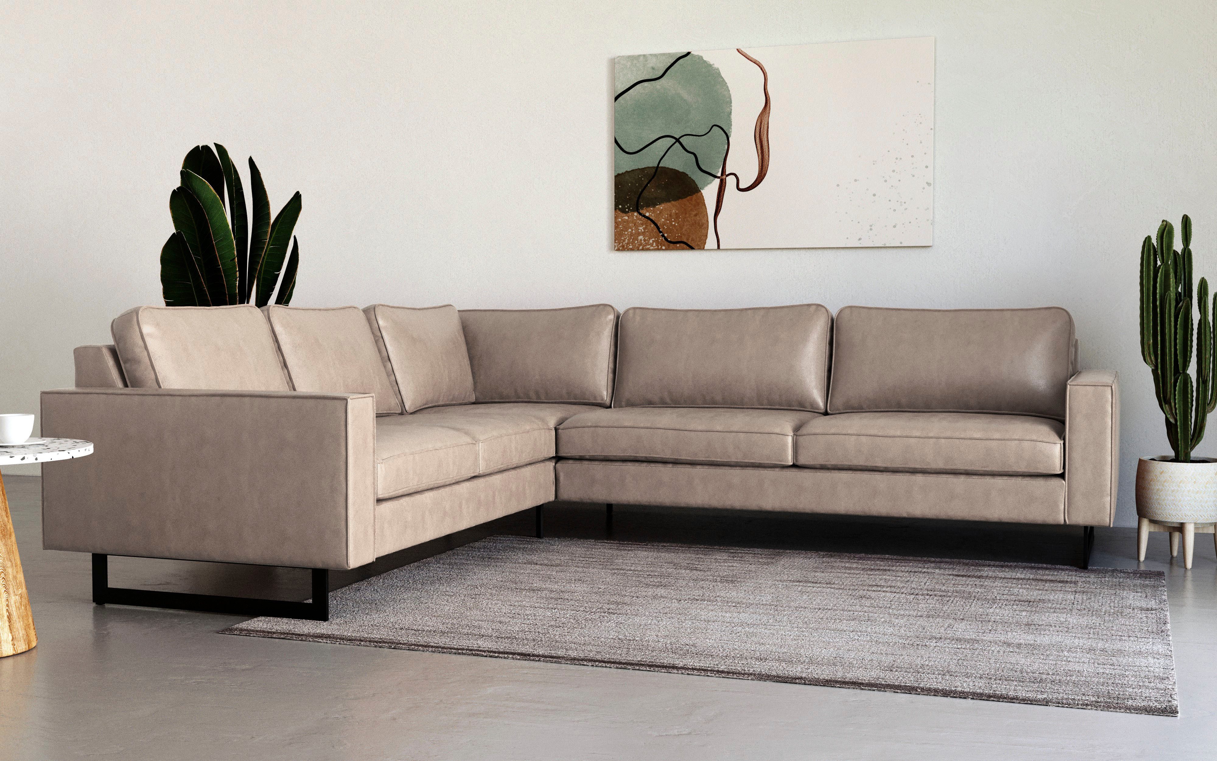 Places of Style Hoekbank Pinto, 250/290 cm, langere schenk, XXL, ottomaan