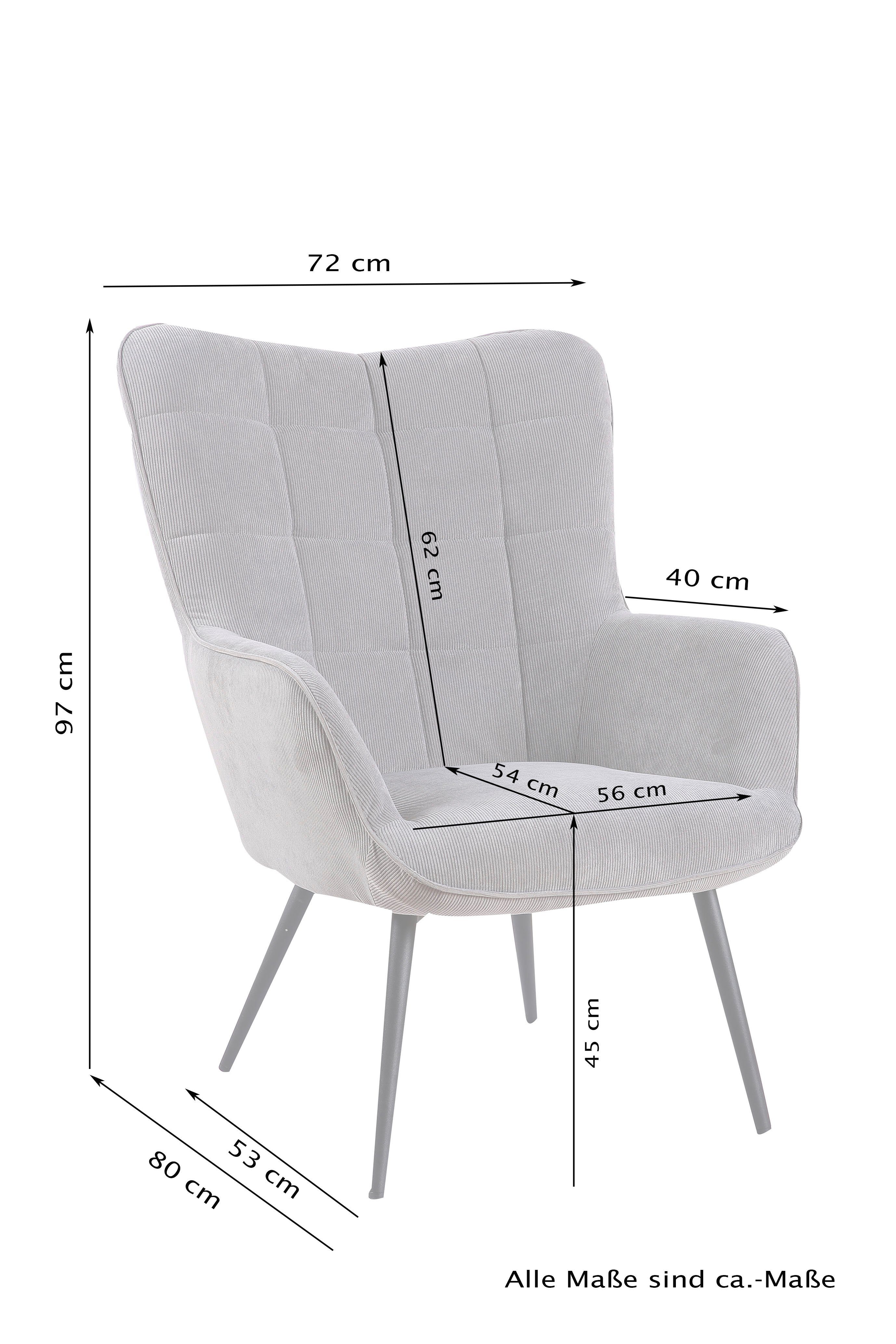 byLIVING Fauteuil Uta naar keuze met of zonder hocker, in cord, fluweel of weefstof (1 stuk)