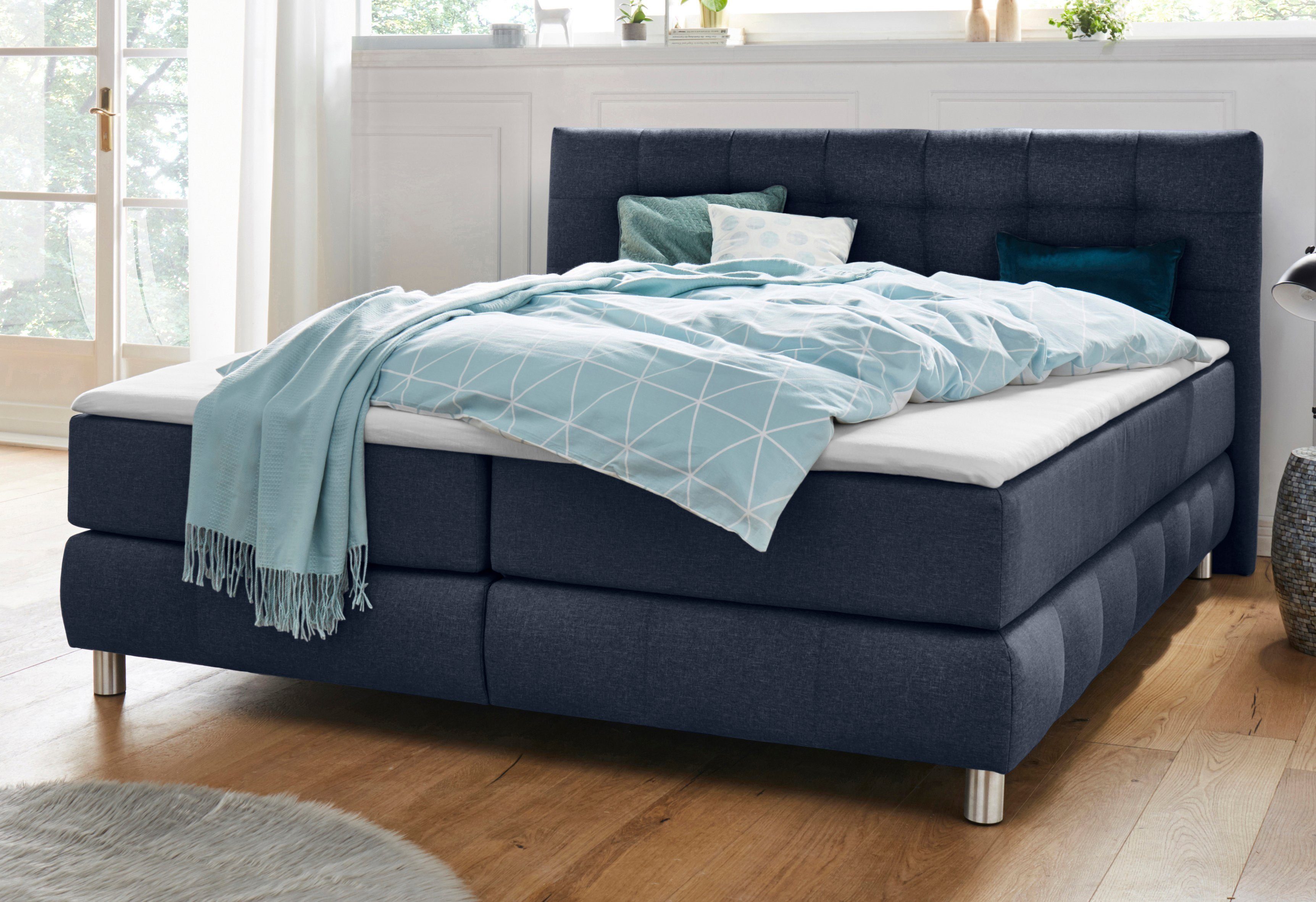 andas Boxspring Salo XXL in fluwelige look of structuurstof, 6 breedten in extra lang 220 cm, 4 hardheden