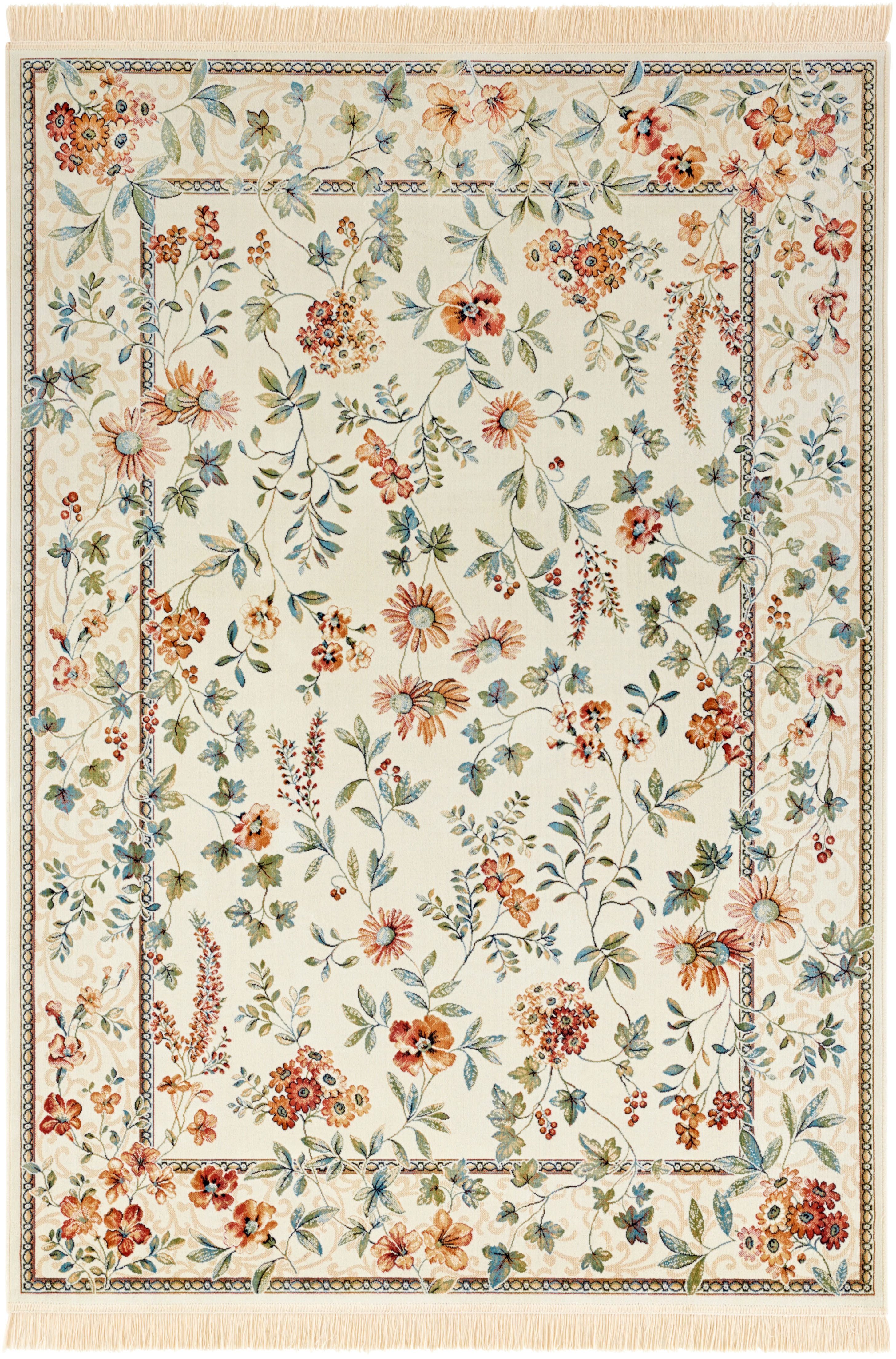 NOURISTAN Vloerkleed Orient Flowers Oriëntaals met franje, oriënt, woonkamer, slaapkamer, eetkamer