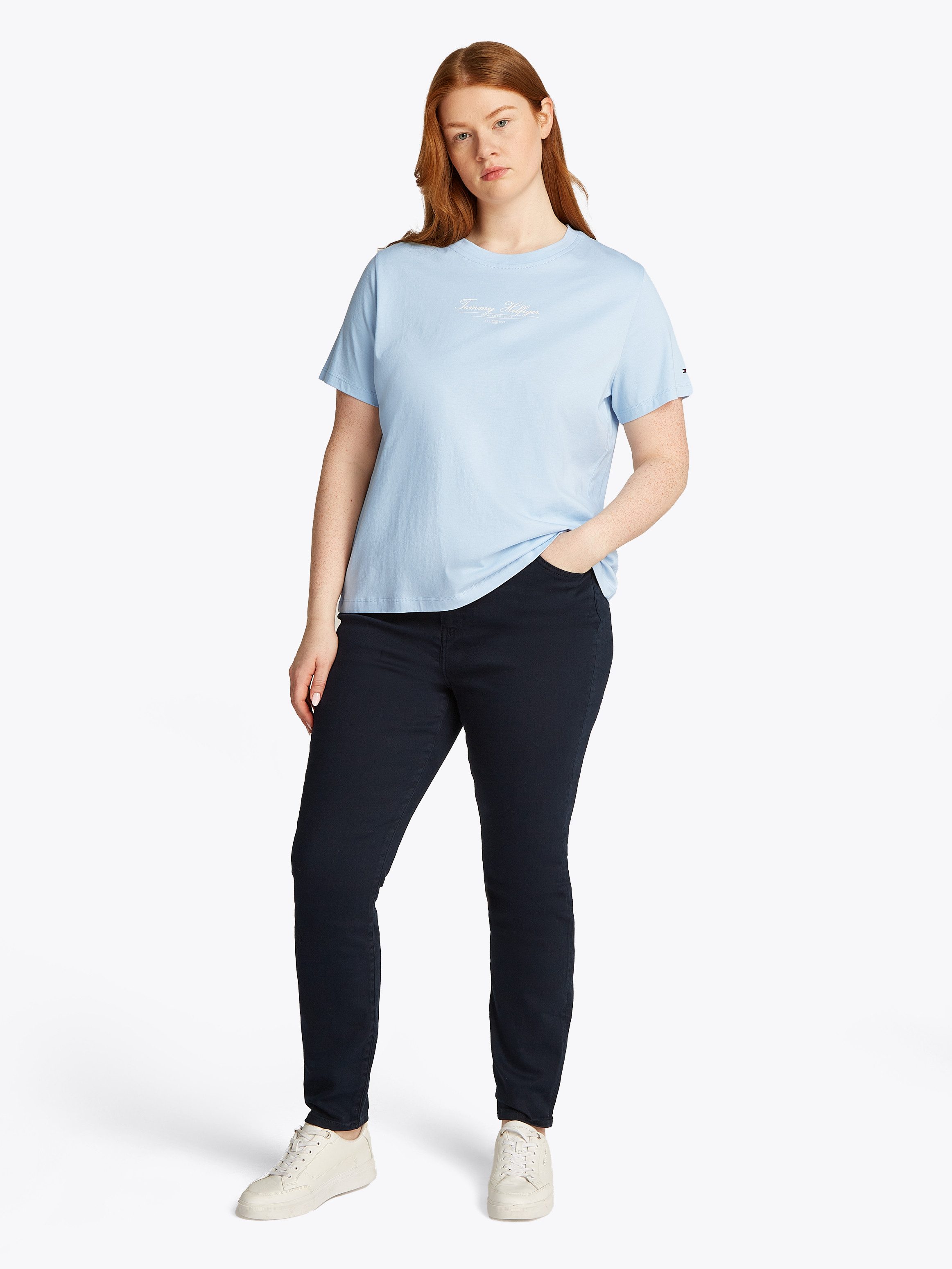Tommy Hilfiger Curve Shirt met ronde hals CRV REG SCRIPT C-NK TEE SS