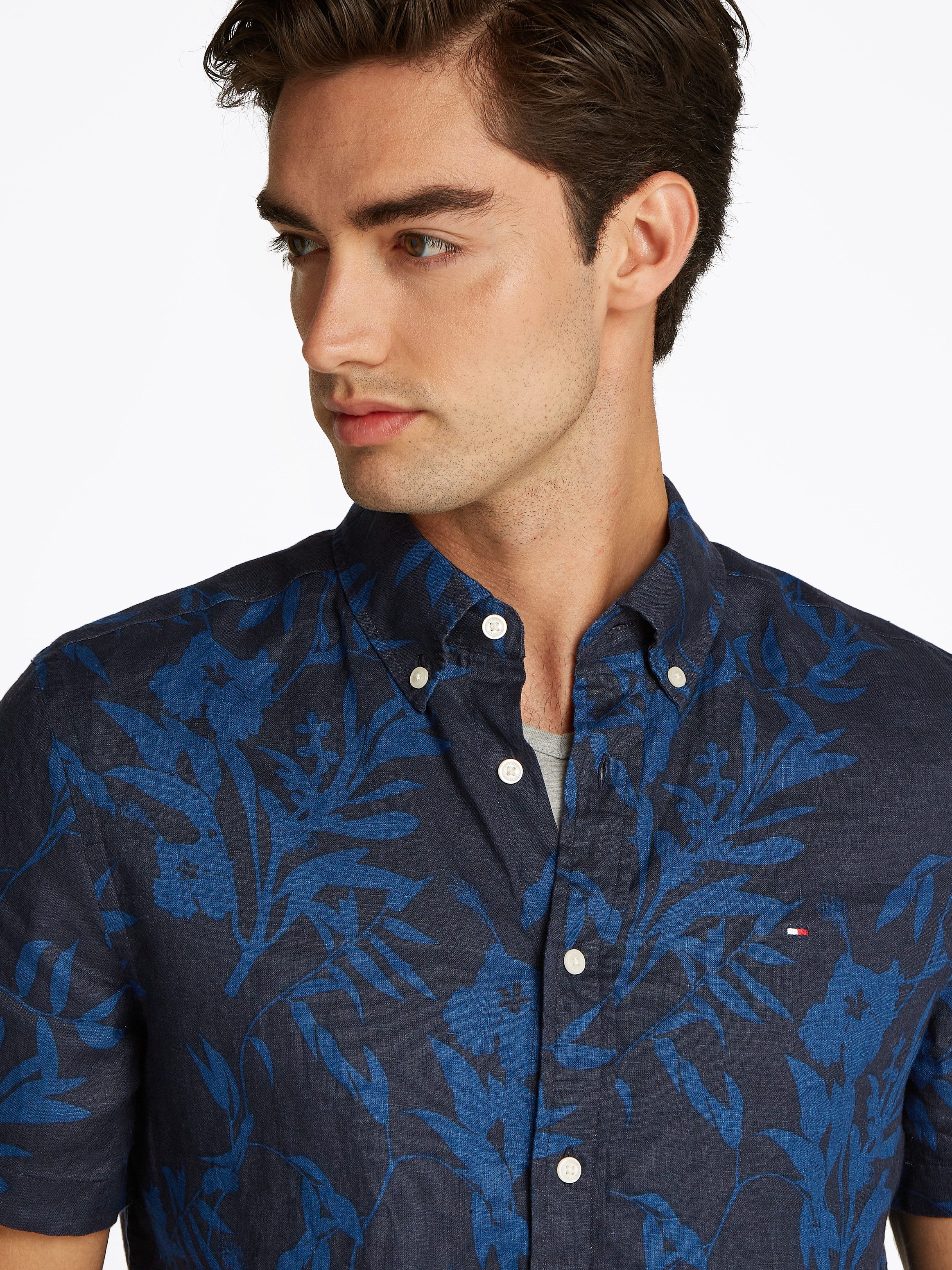Tommy Hilfiger Linnen overhemd LINEN TROPICAL PRT SS RF SHIRT