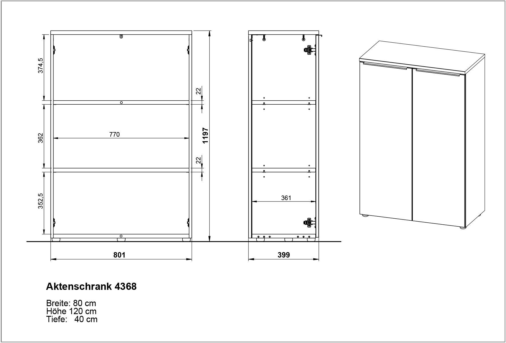 GERMANIA Archiefkast Milaan optioneel met lade, deurdemper, breedte 80 cm, made in germany