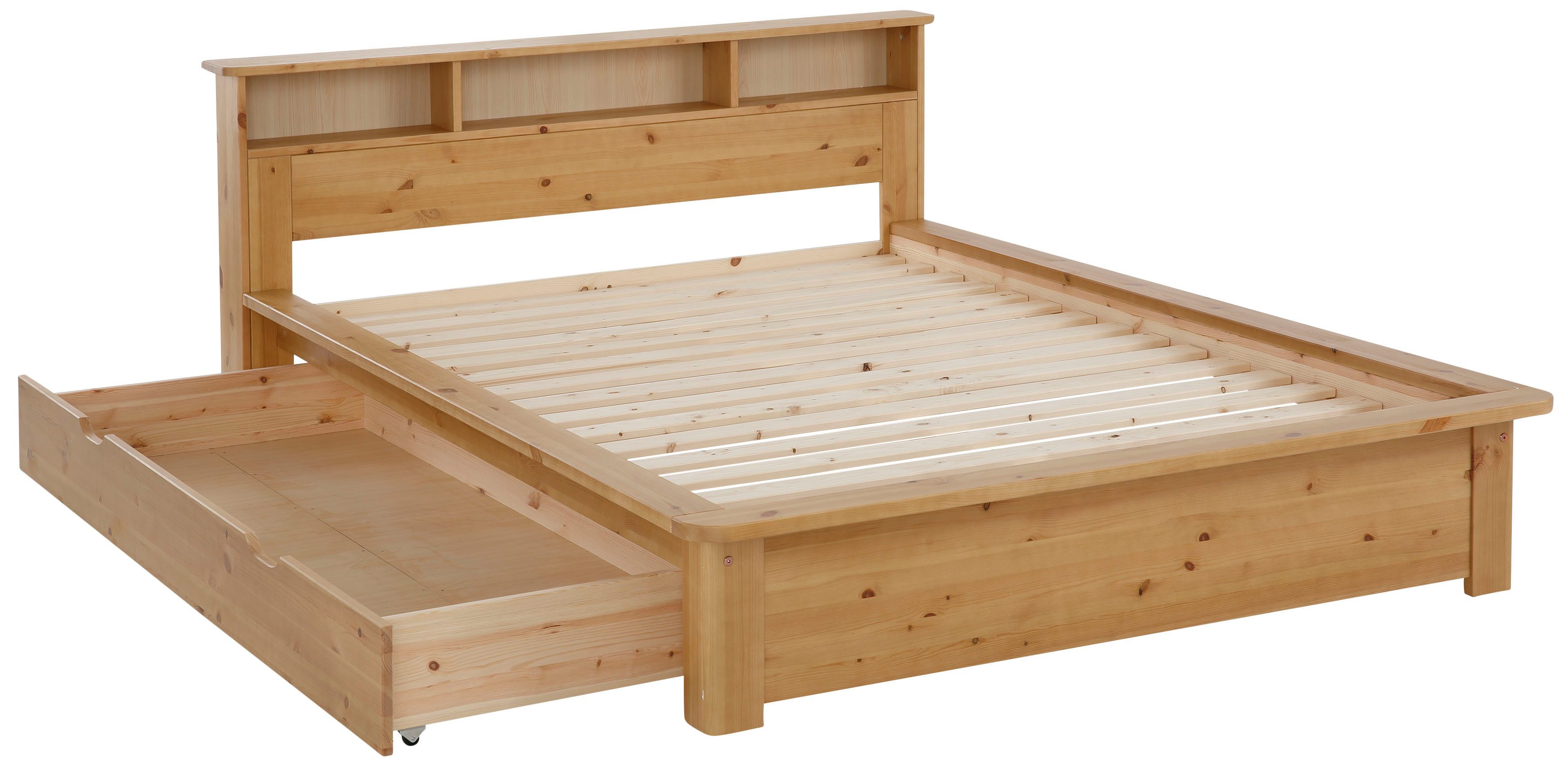 Home affaire Massief houten ledikant "KERO" BESTSELLER! Opbergruimte in het hoofdeinde gecertificeerd massief hout (grenen), optioneel met lade