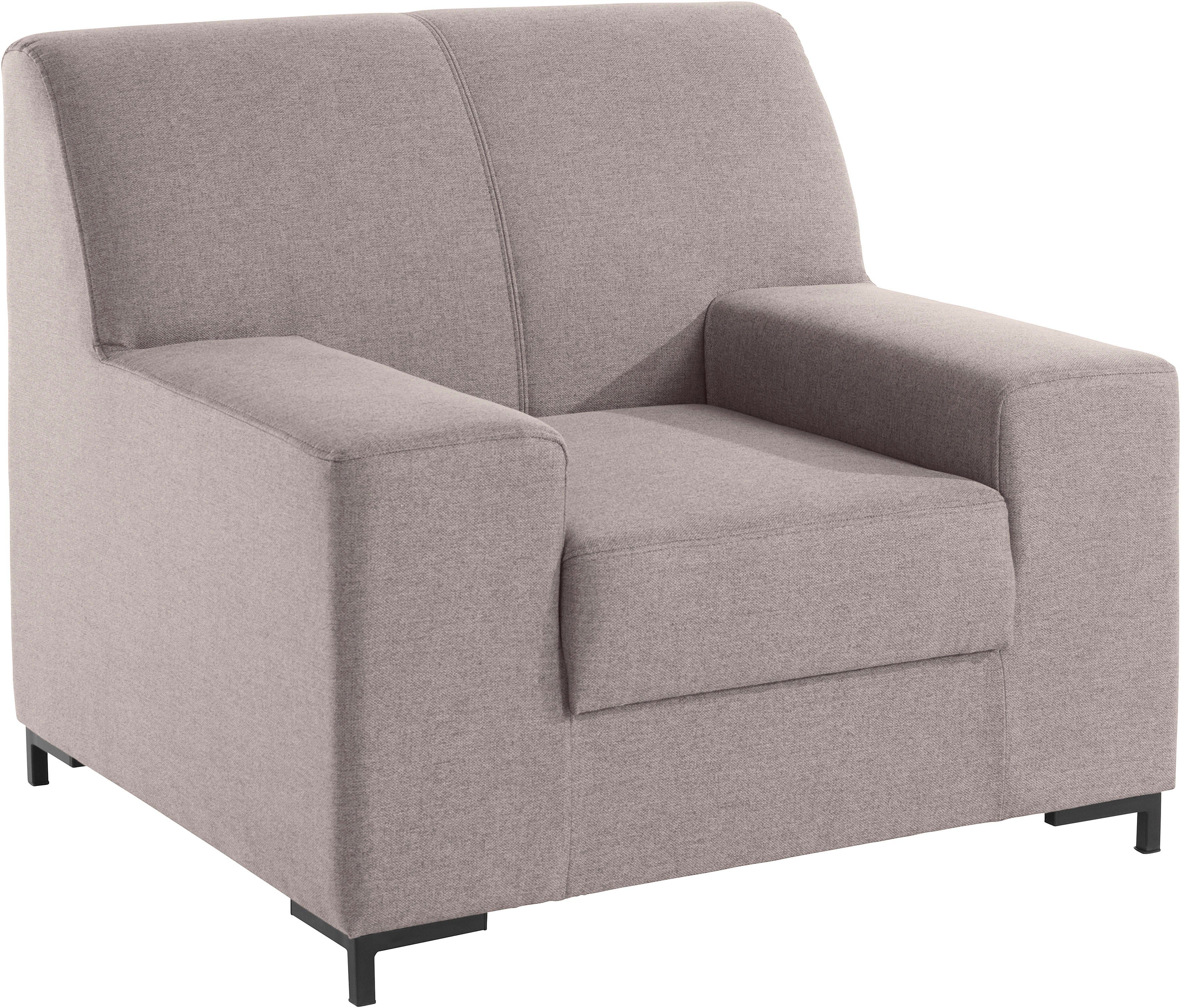 DOMO collection Fauteuil Ledas kubisch en comfortabel, platte armleuningen, elegante voet,