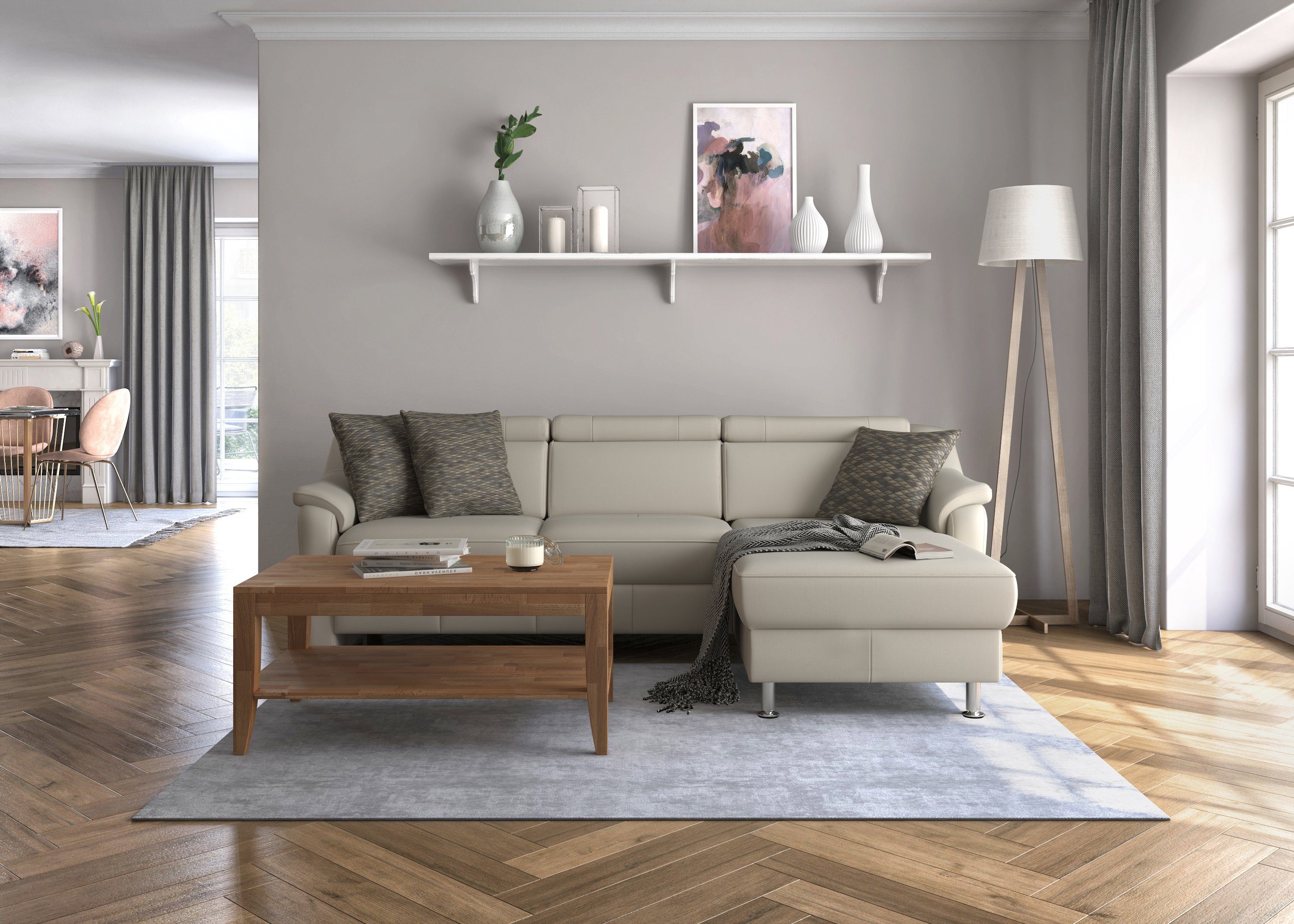 sit&more Hoekbank Freetown L-vorm met verstelbare hoofdsteun en comfortabele binnenvering