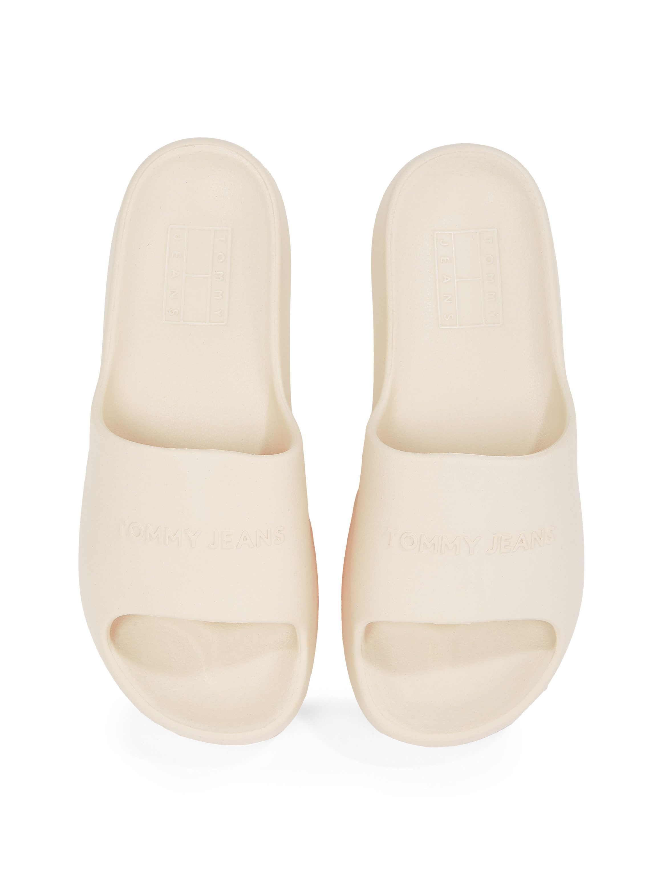TOMMY JEANS Slippers TJW CHUNKY POOL SLIDE ESS , plateau, zomerschoen, instapschoen, comfortabele schoen, logo-opdruk