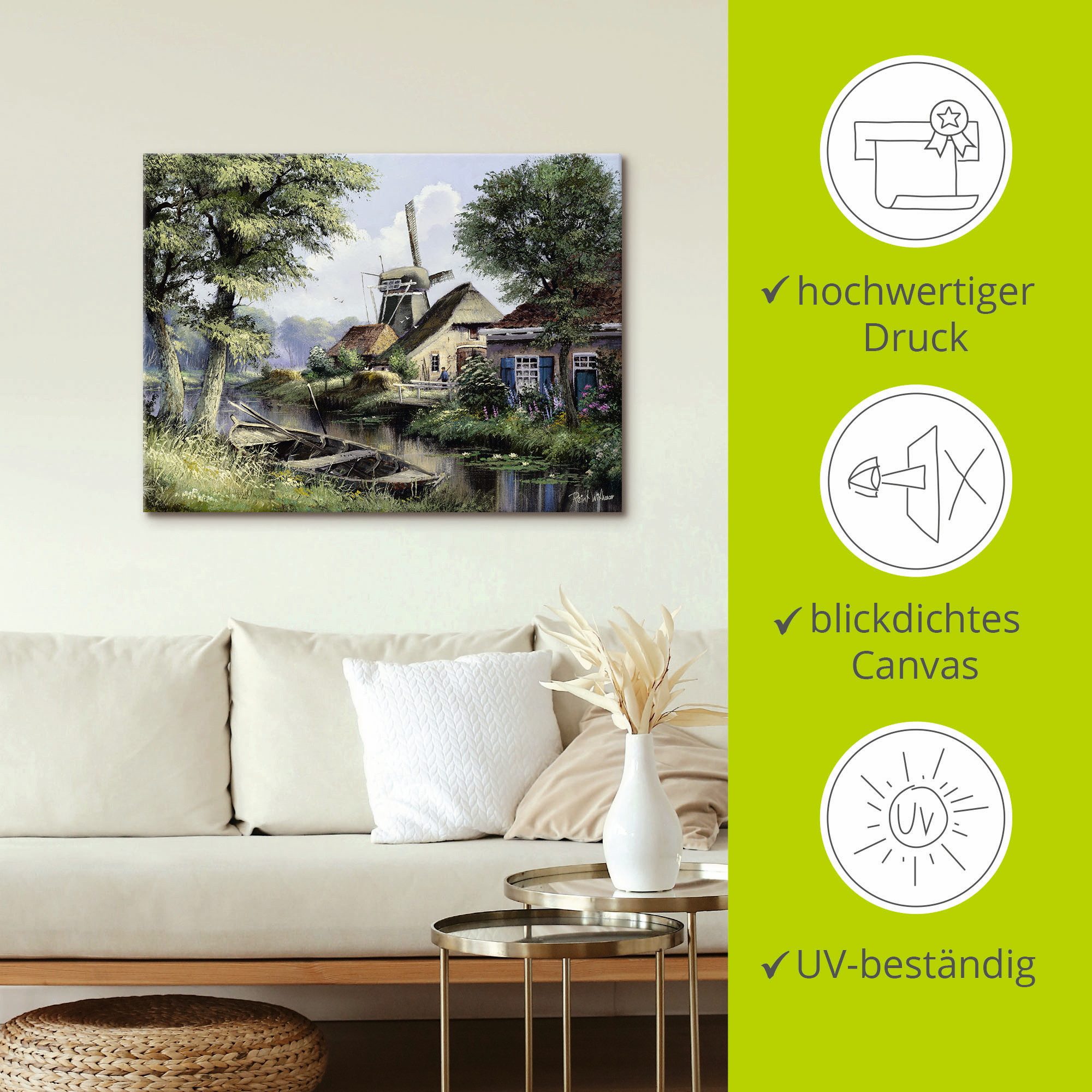 Artland Artprint op linnen De molen gespannen op een spieraam