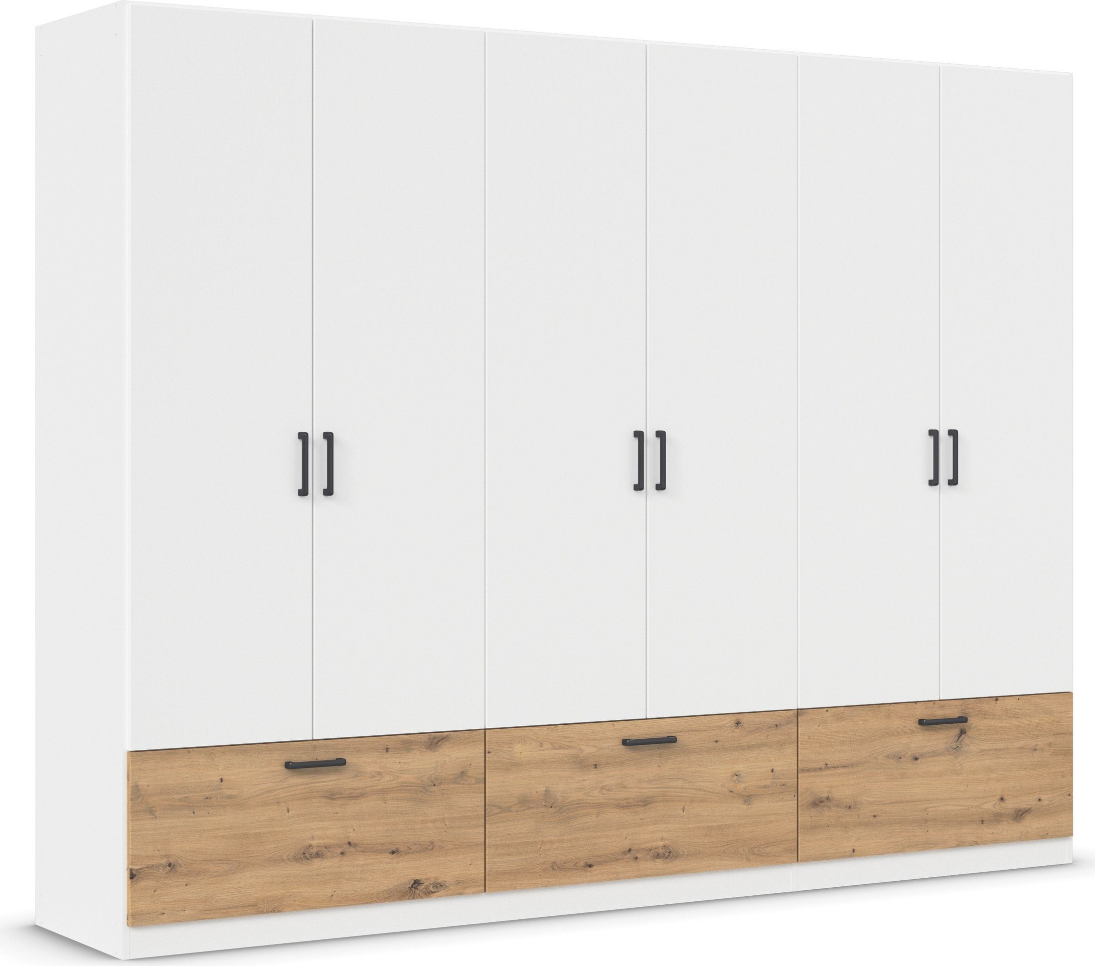 rauch Draaideurkast Kledingkast kast garderobe waskast BARI met lades en moderne greep in grijs metallic made in germany
