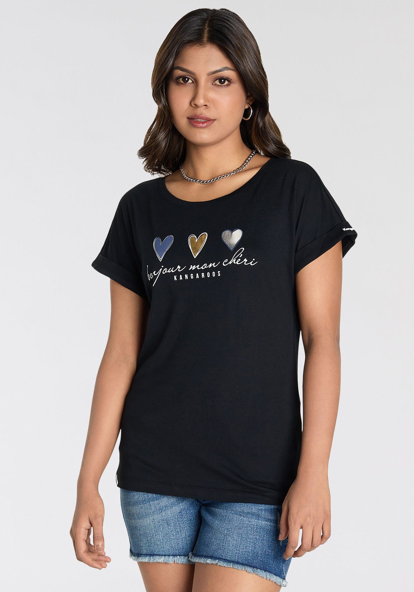 KangaROOS Shirt met korte mouwen met schattige hartlogoprint