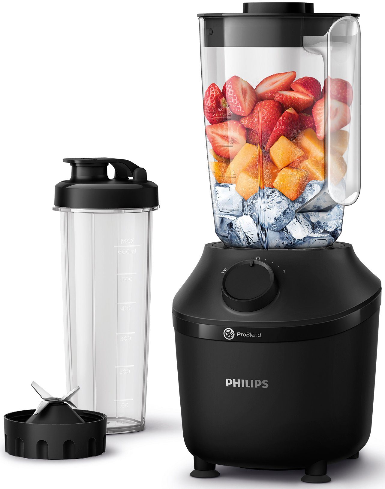 Philips Blender HR2041x41 3000 Series, met ProBlend-technologie, 1,9l-container en 1 snelheidsniveau + impulsinstelling, zwart