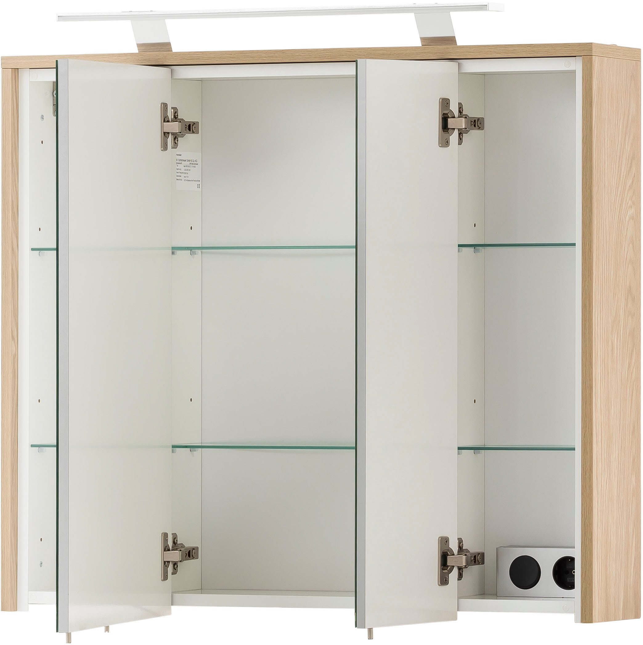 Schildmeyer Spiegelkast Mali, breedte 83 cm Met LED-lamp en schakel-/stopcontact eenheid