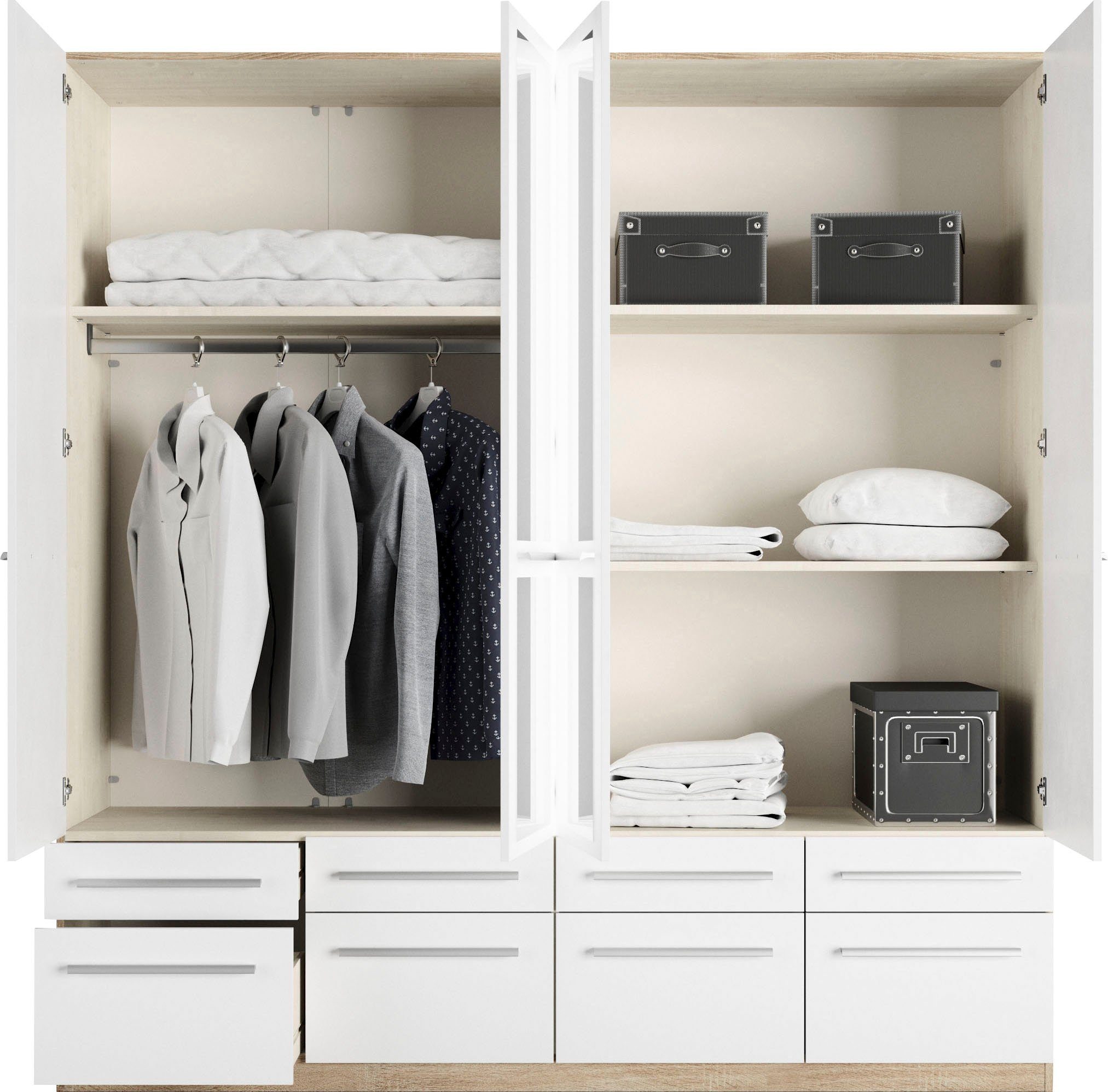 priess Kledingkast Kast garderobe waskast Barcelona in 5 breedtes veel opbergruimte, ruime lades, met spiegel, made in germany