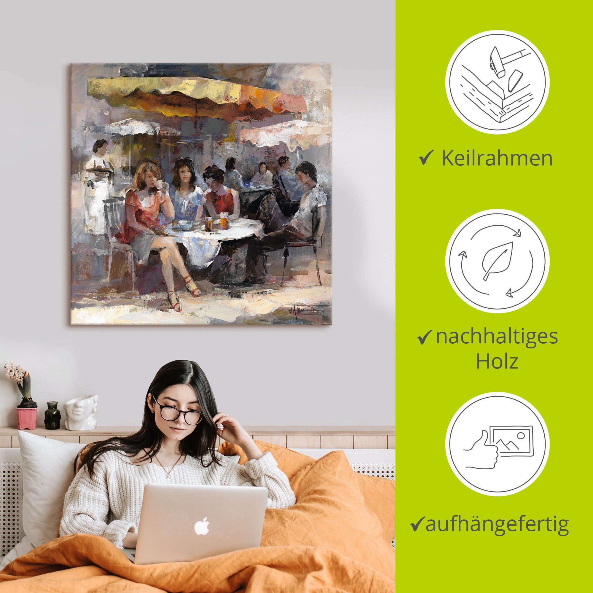Artland Artprint Dames in café II als artprint op linnen, muursticker in verschillende maten