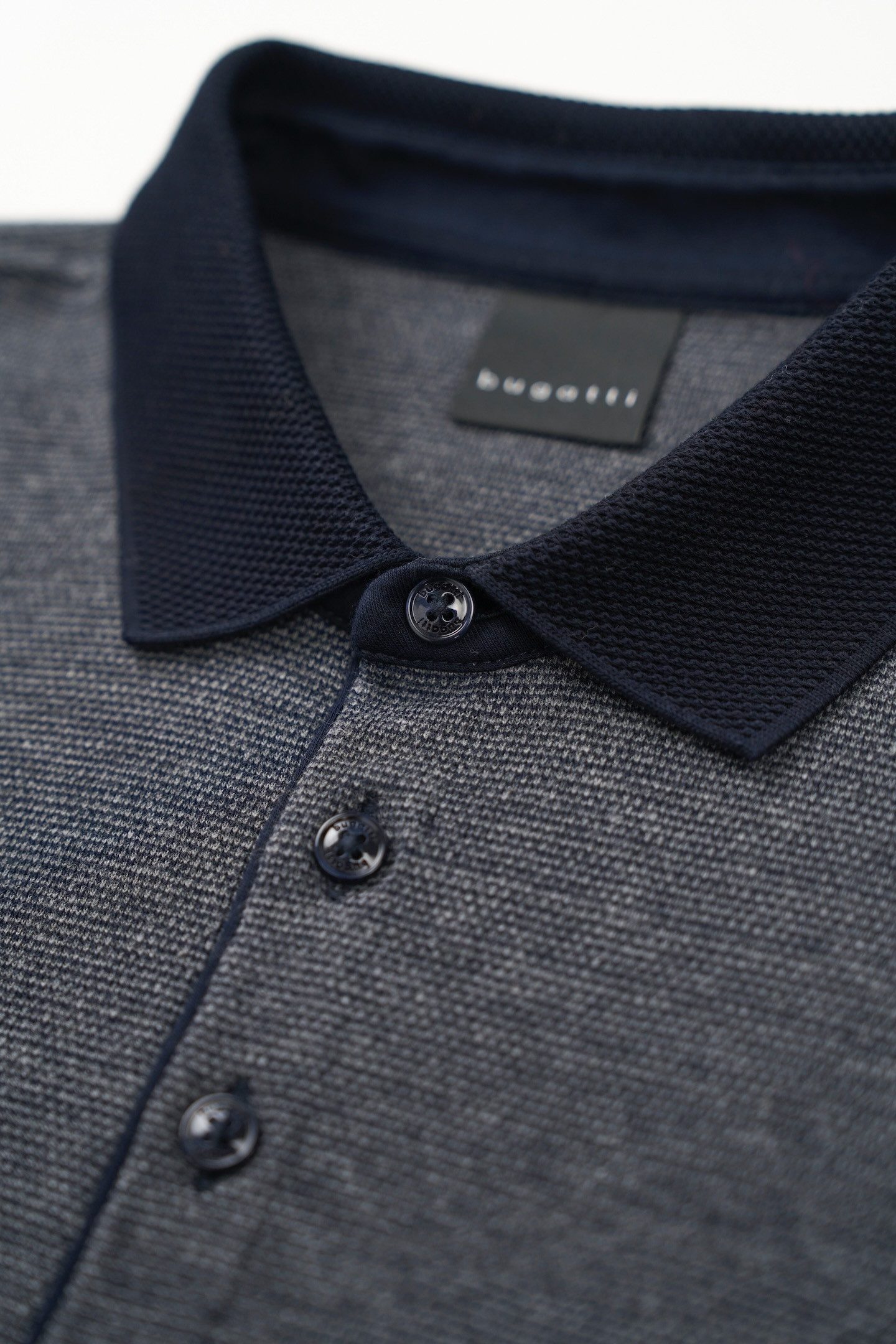 Bugatti Poloshirt met lange mouwen met structuurkraag