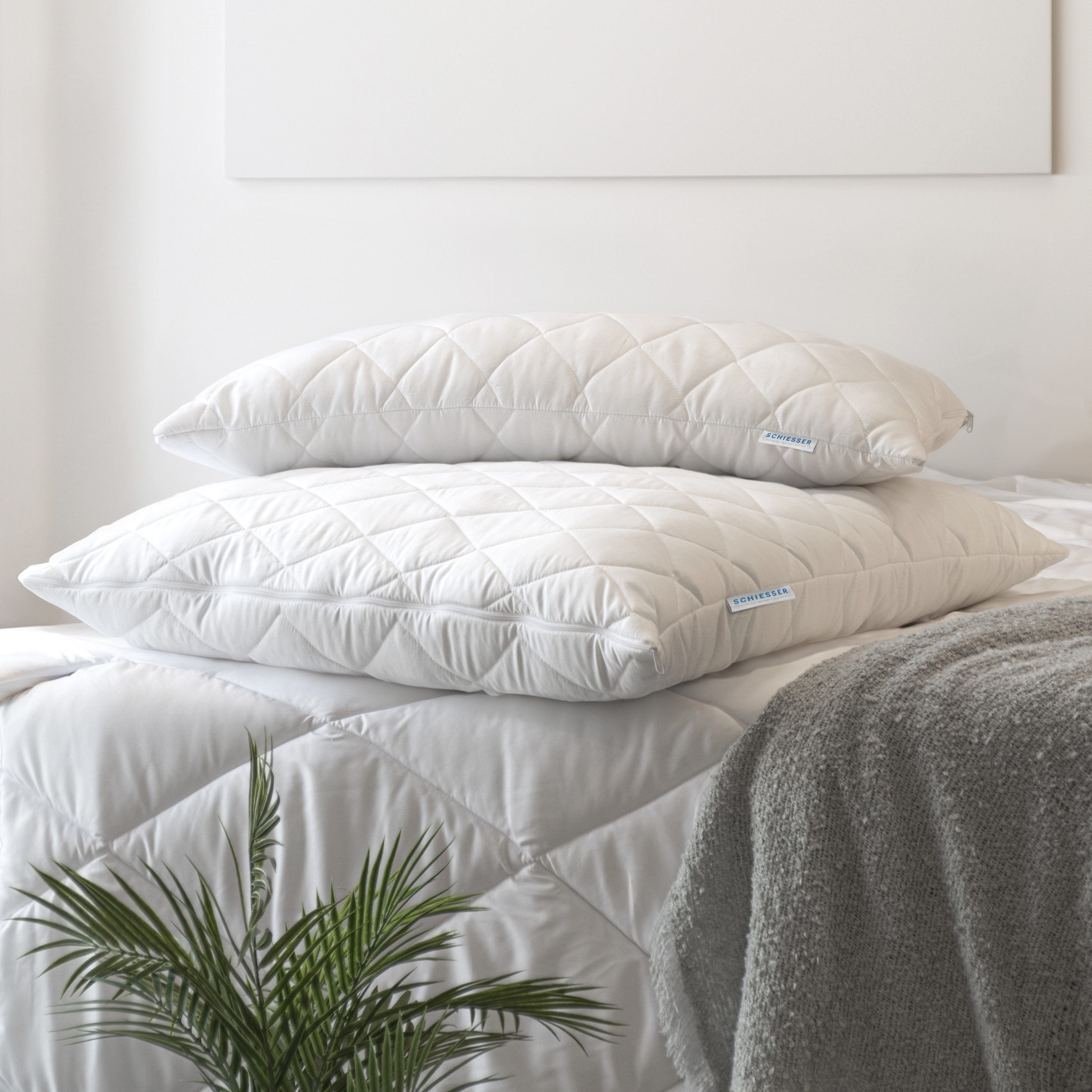 Schiesser Hoofdkussen Hygge met gerecycled vulmateriaal en individuele hoogteaanpassing (voordeelset)