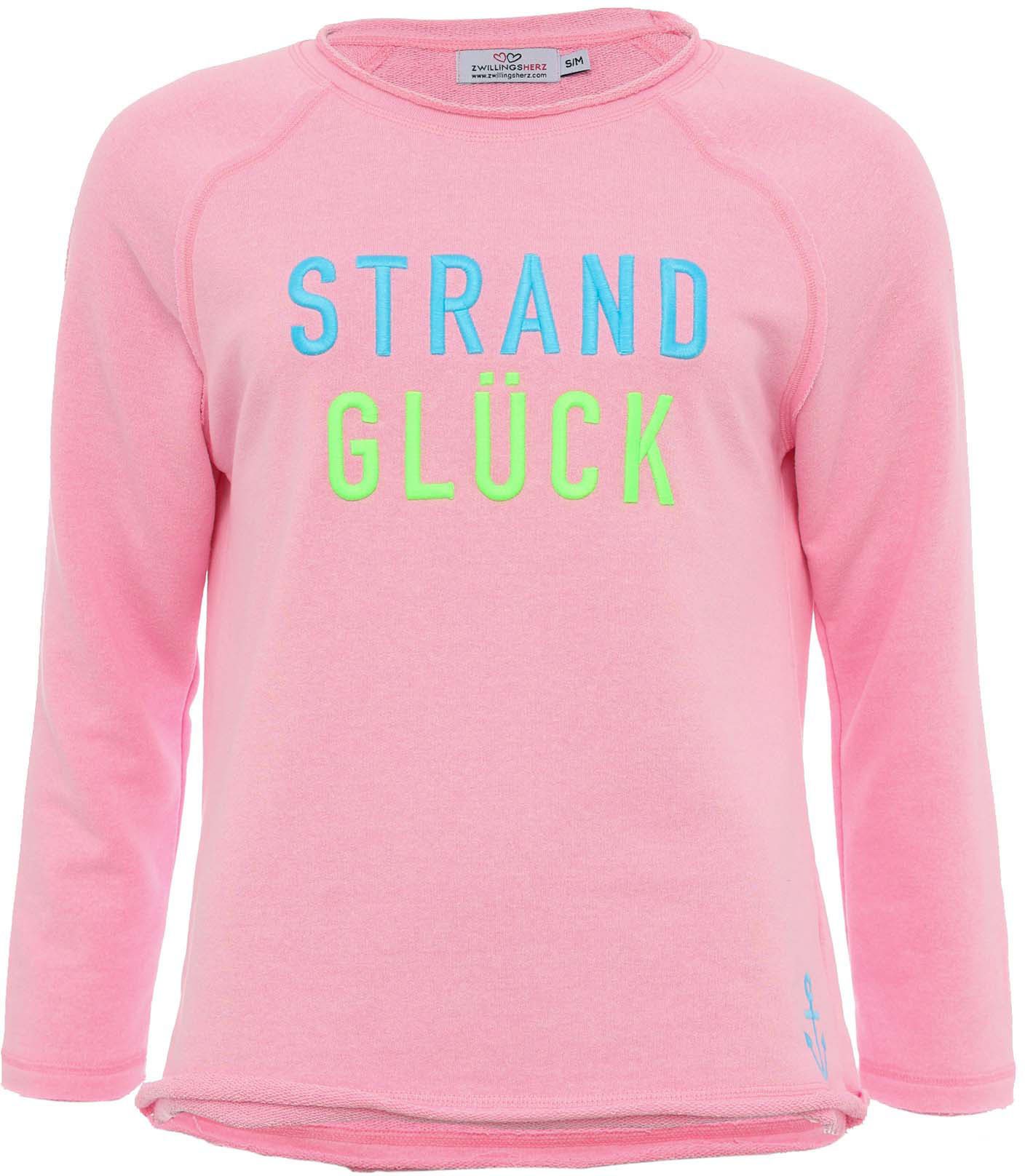 Zwillingsherz Shirt met lange mouwen met geborduurd "strandgeluk"