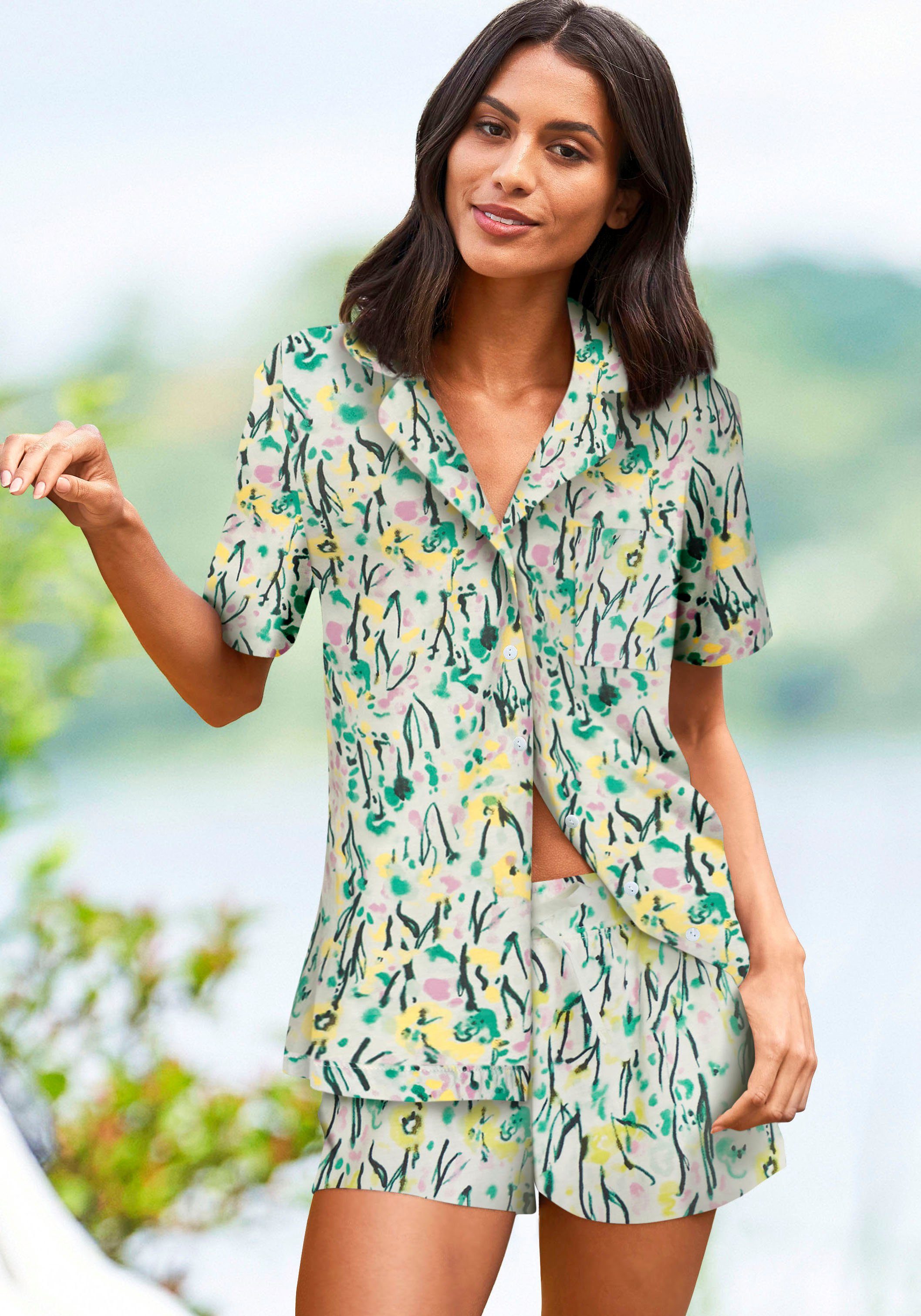Vivance Dreams Shortama met aquarel patroon (2-delig)