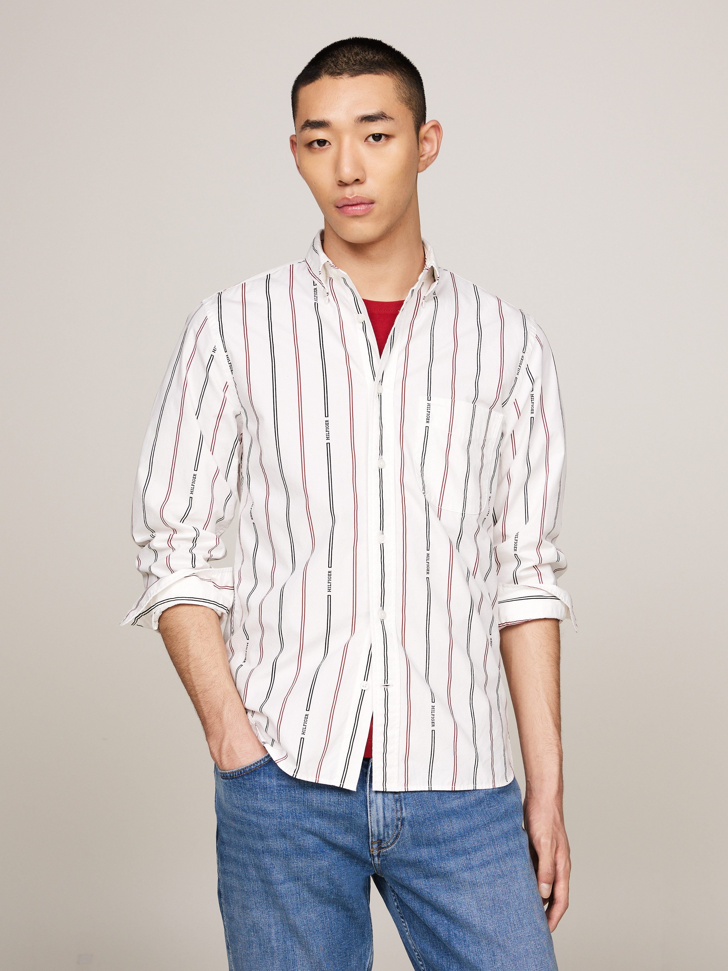 Tommy Hilfiger Overhemd met lange mouwen HILFIGER DOUBLE STP RF SHIRT