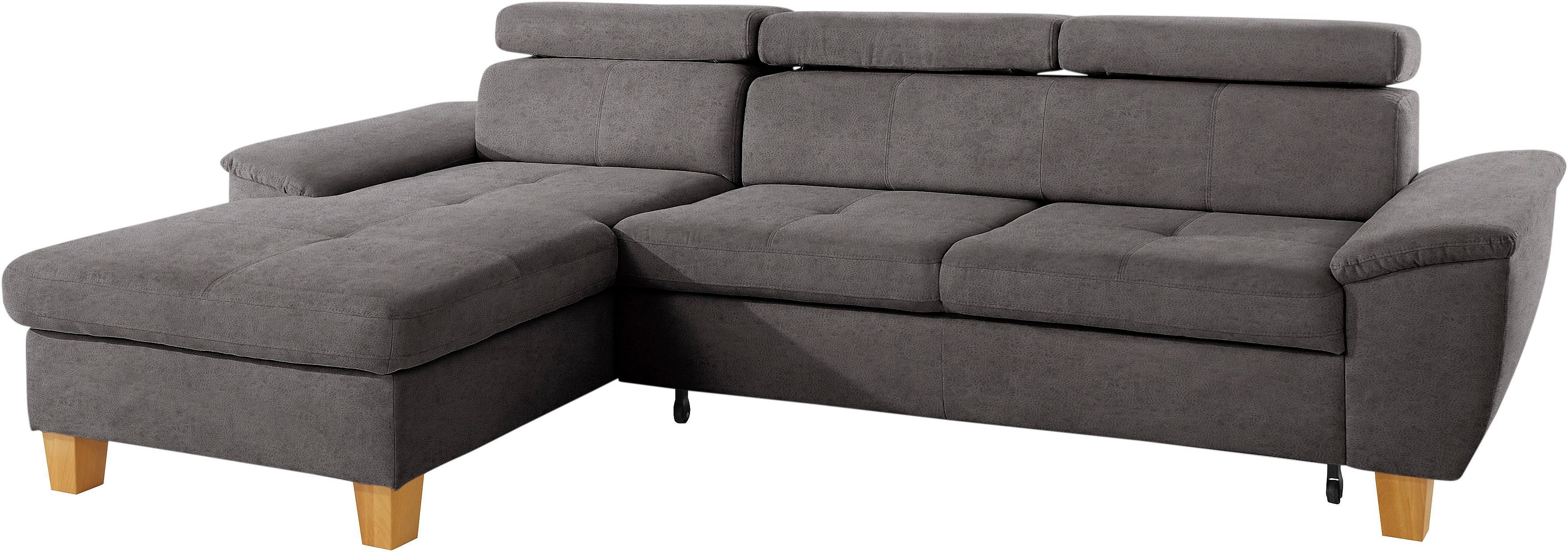 exxpo - sofa fashion Hoekbank Enya, uitgebreide afwerking, hoog zitcomfort, comfortabel, L-vorm inclusief verstelbare hoofdsteun, naar keuze met slaapfunctie en bedkist
