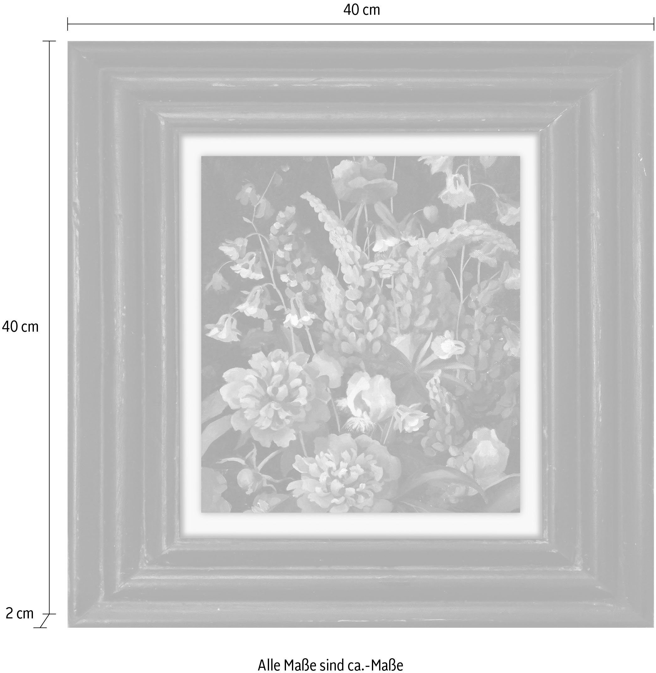 queence Artprint op linnen Bloemen Premium canvasstof, handgemaakt in Duitsland, 40x40cm
