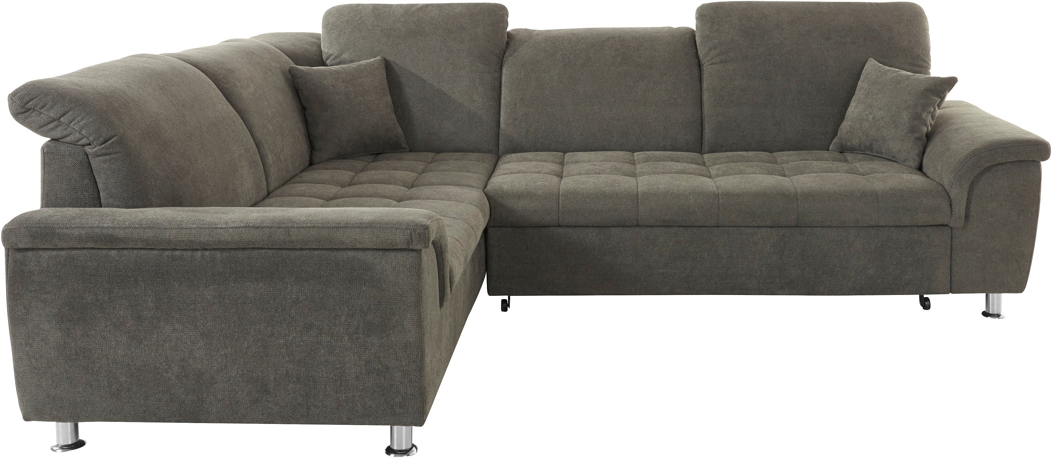DOMO collection Hoekbank Franzi L-vorm naar keuze met verstelbare hoofdsteun (dan breedte: 275 cm)