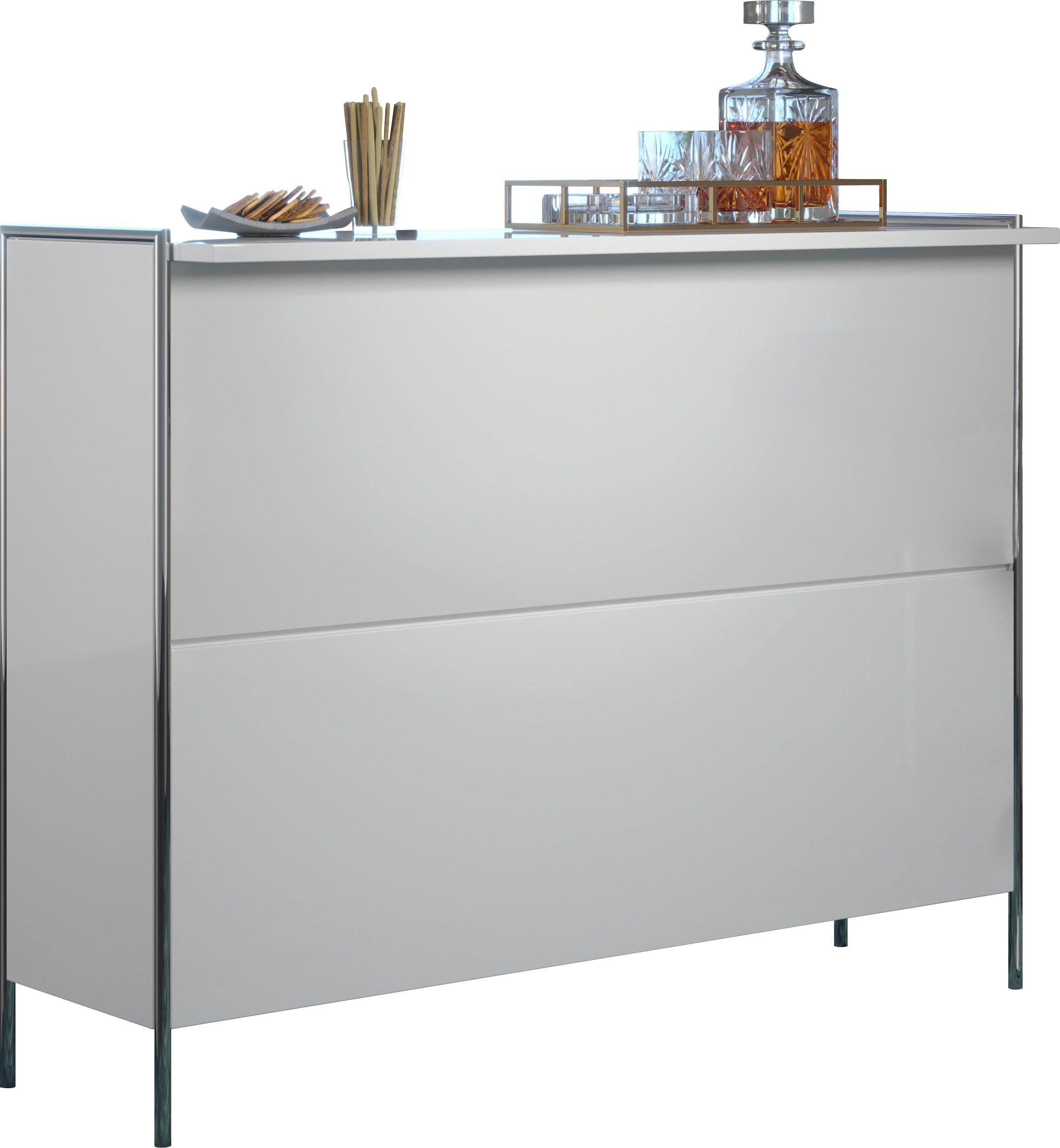 Places of Style Bartafel Imperia Mobiele bar met chroomframe, veel opbergruimte - (B/D/H) 140/48/109 cm