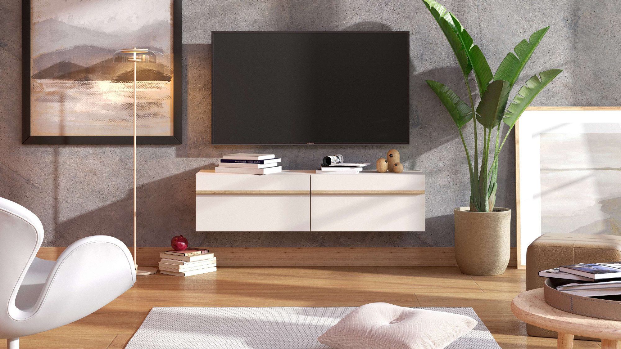 INOSIGN Tv-meubel Arles lowboard, breedte 128 cm, TV-kast, TV-standaard, wandmontage