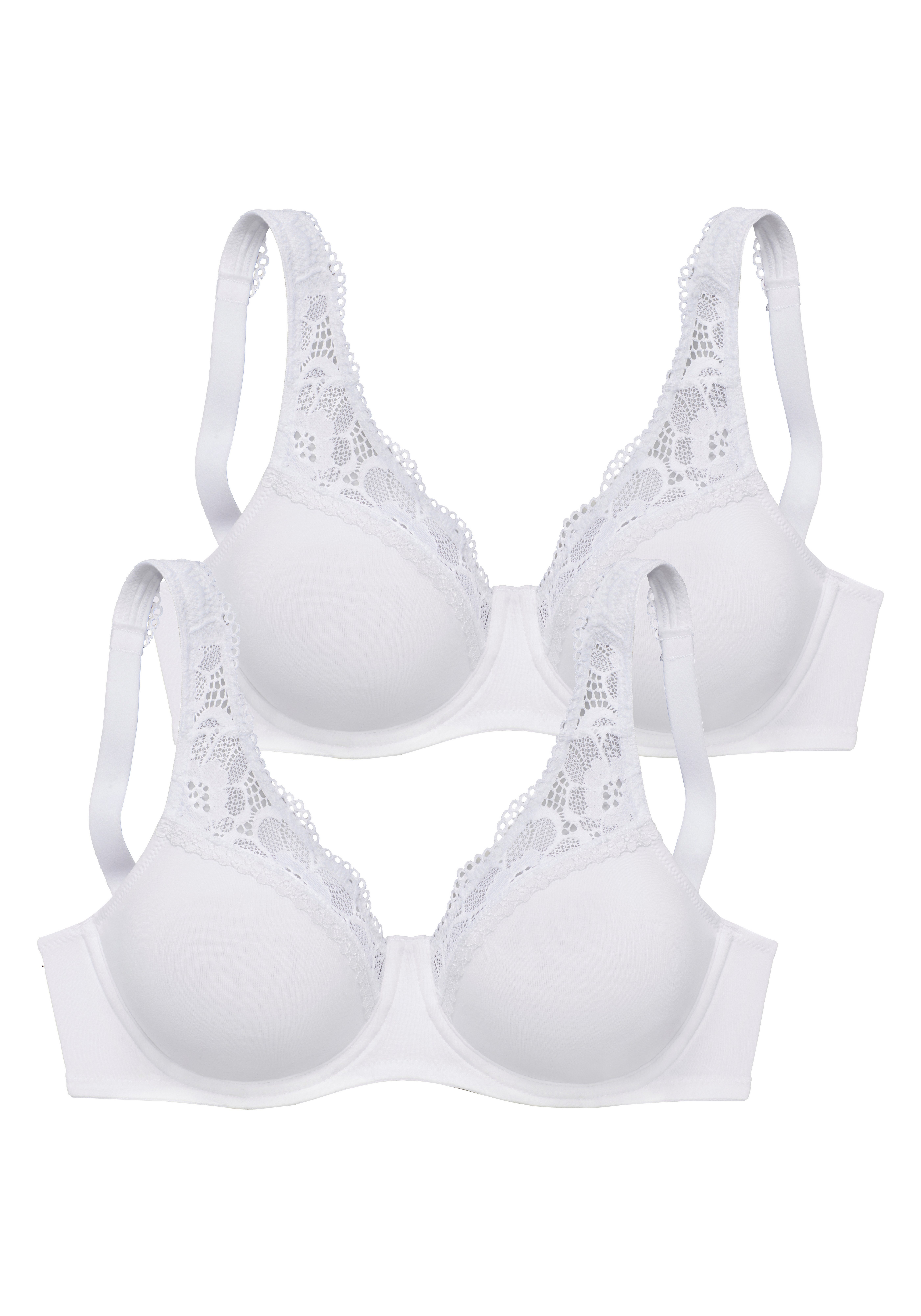 Petite fleur Minimizer-bh met beugel van zachte katoenkwaliteit en kant (Set van 2)