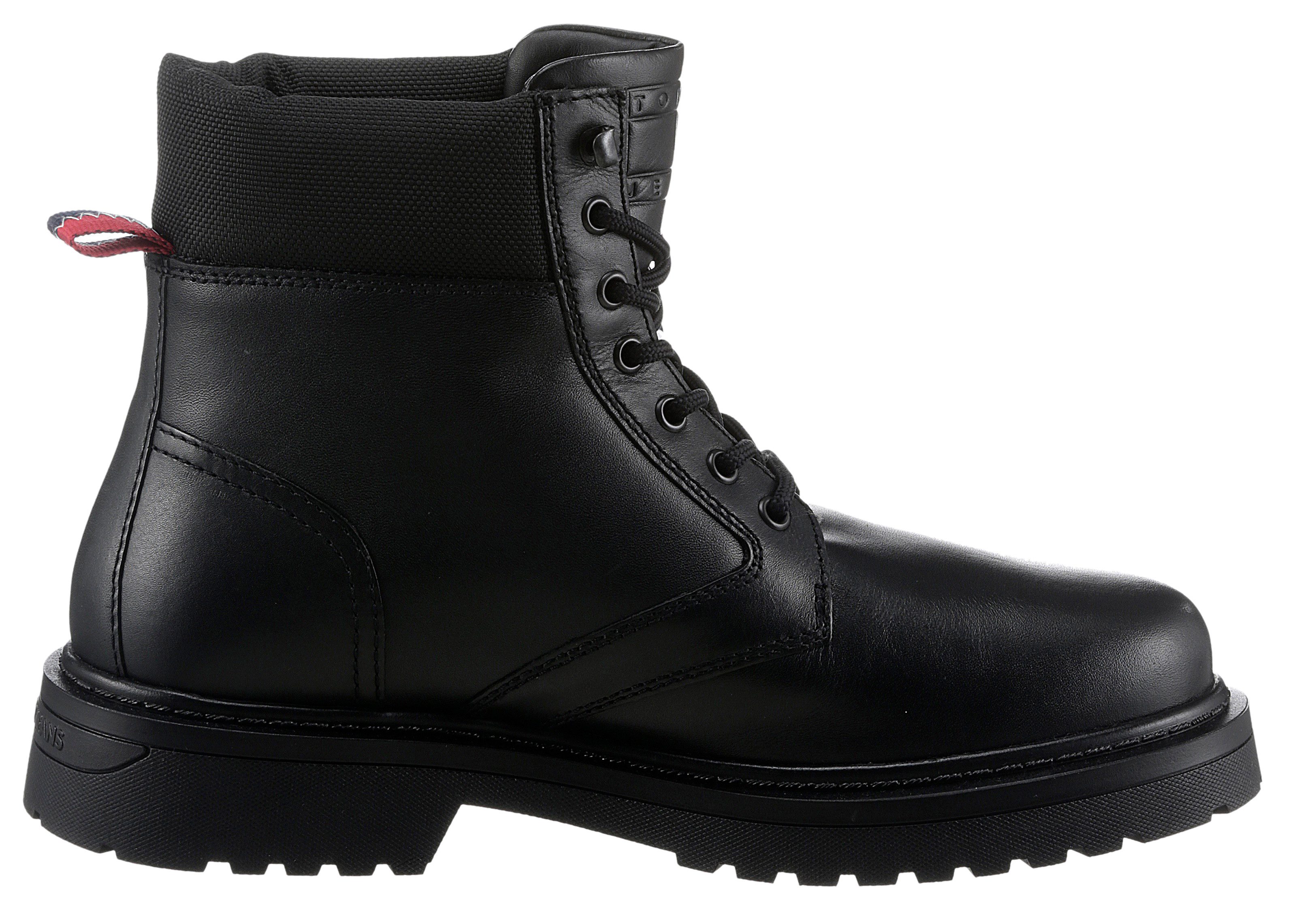 TOMMY JEANS Veterschoenen TJM LACE UP BOOT hakken, veterschoenen met gewatteerde schaprand