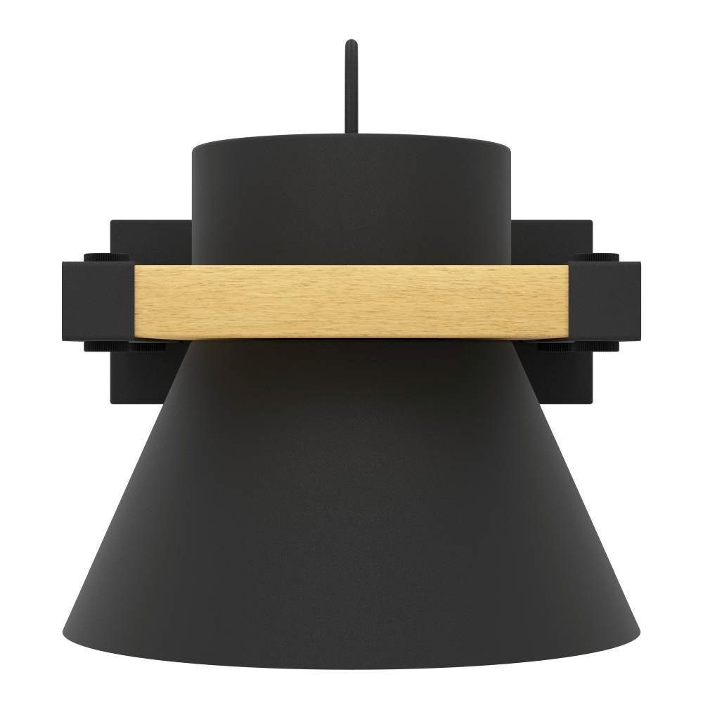 EGLO Wandlamp MACCLES Wandlamp, ganglamp, zwart, metaal en hout, lamp voor wand en plafond (1 stuk)