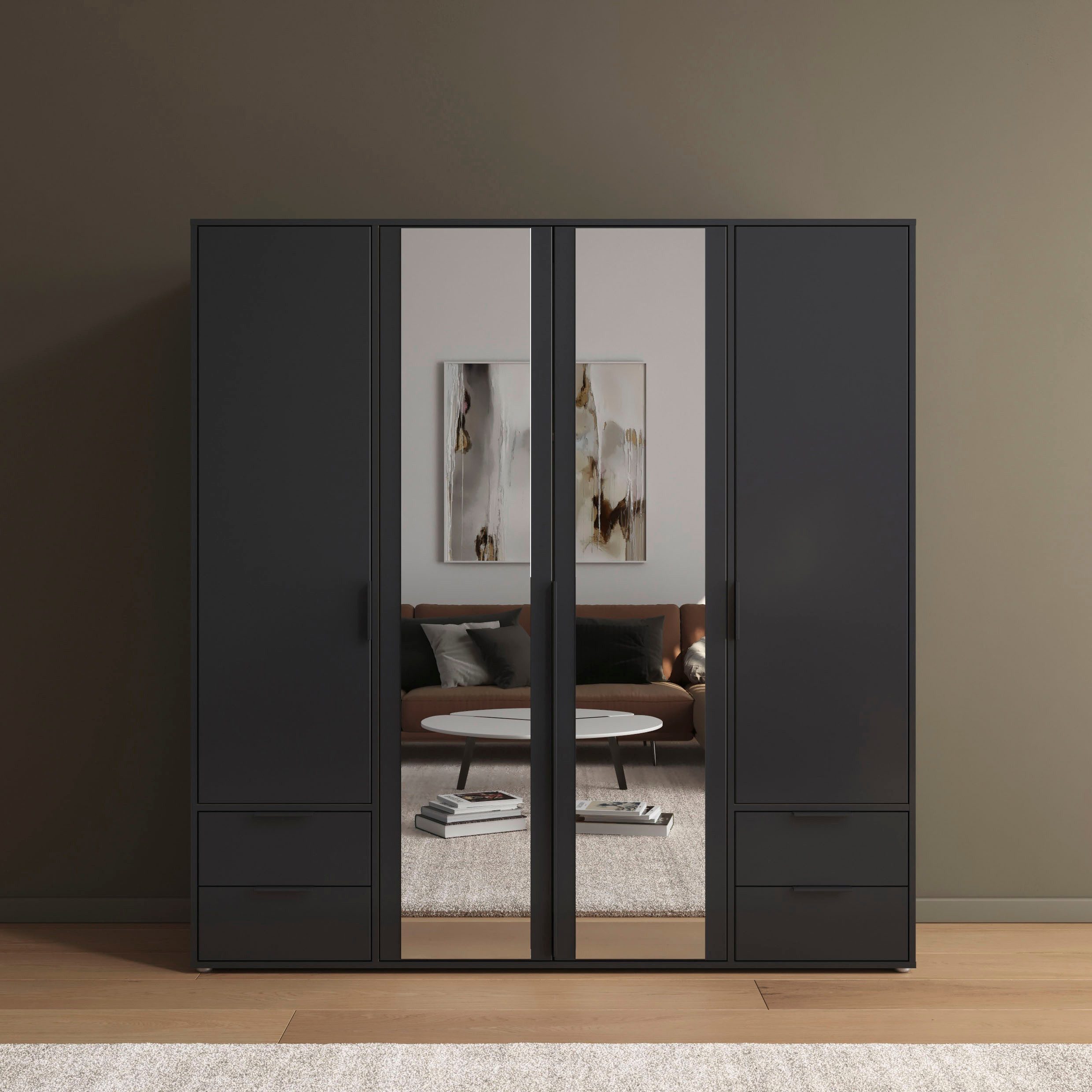 rauch Draaideurkast Kledingkast Kast Garderobe Wasmand NAGATA met Spiegel und schubladen sowie stangengriffen topseller made in germany