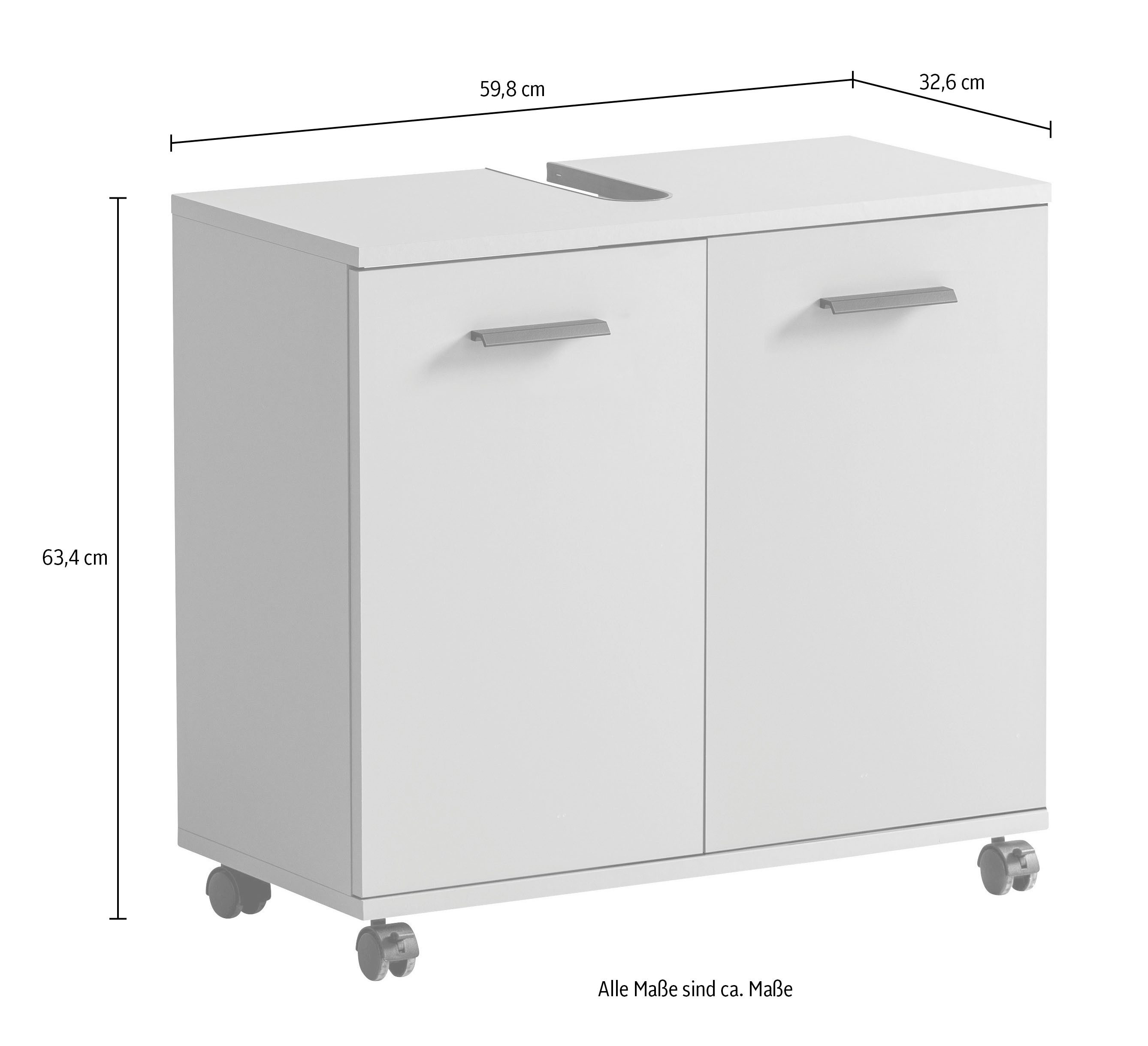 welltime Wastafelonderkast Palermo, breedte 59 cm Metalen beslag, sifonaansluiting