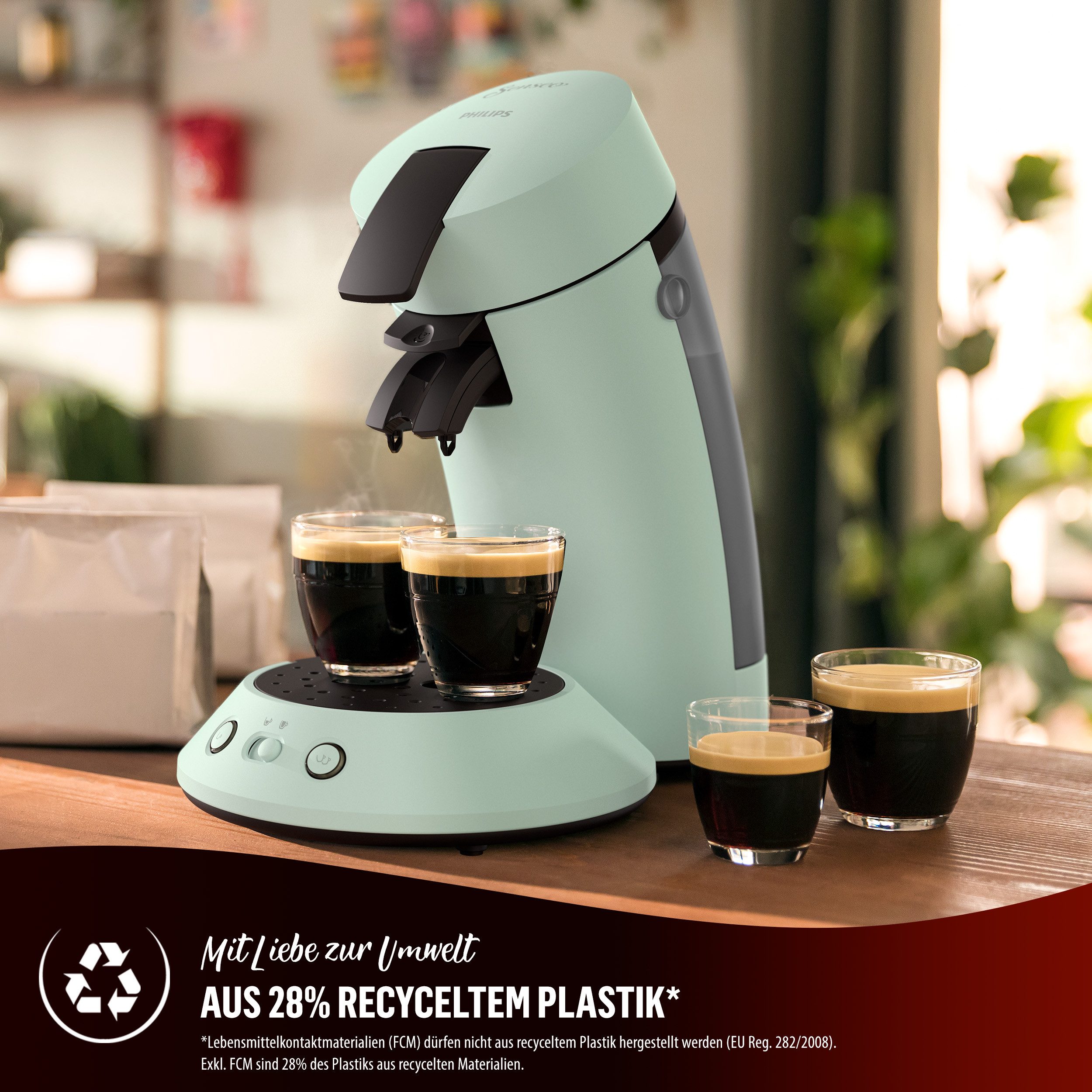 Senseo Koffiepadautomaat Original Plus CSA210/20, van 28% gerecycled plastic, inclusief gratis toevoeging (waarde 5 € rrp)