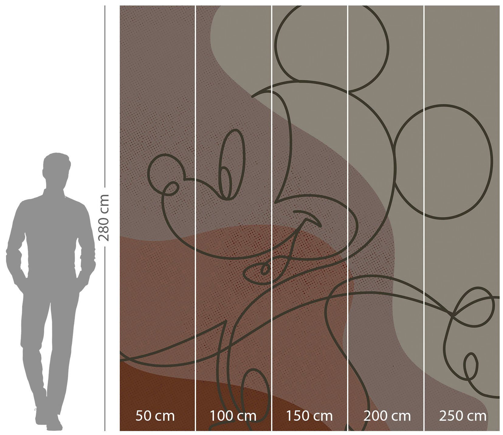 Komar Vliesbehang Digitale print vlies - Mickey Line Drawing - Afmeting 250 x 280 cm