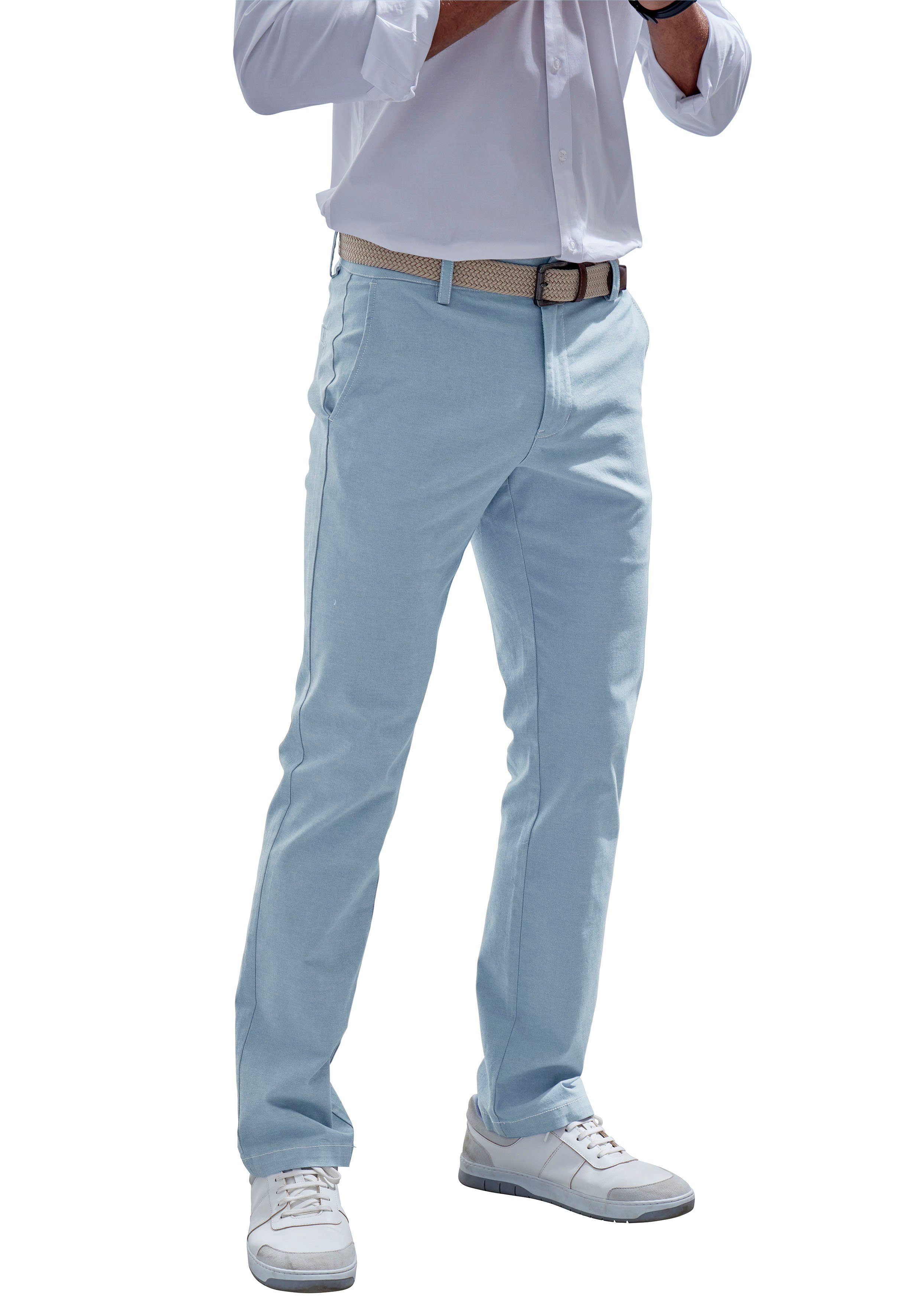John Devin Chino Regular-fit, lange Oxford broek heren chino's maat 36 blauw