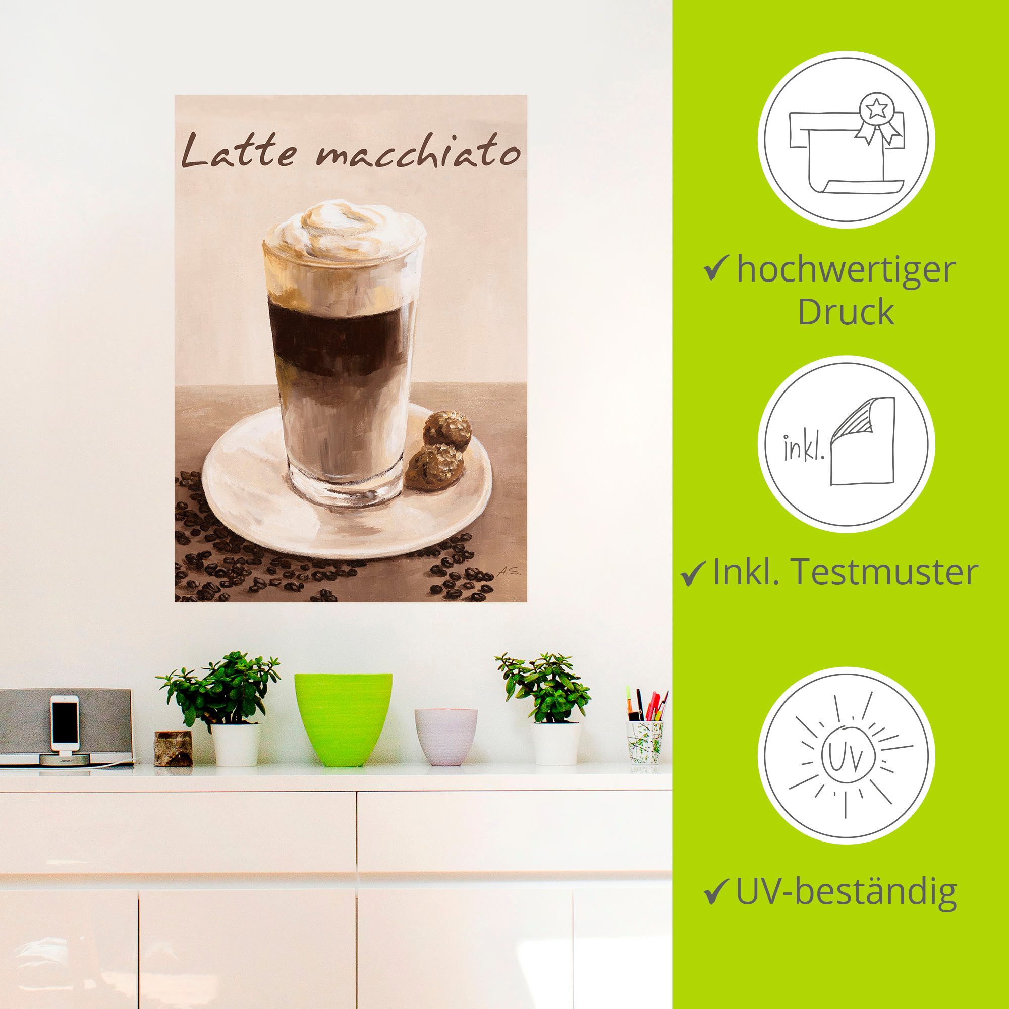 Artland Artprint Latte macchiato - koffie als poster, muursticker in verschillende maten