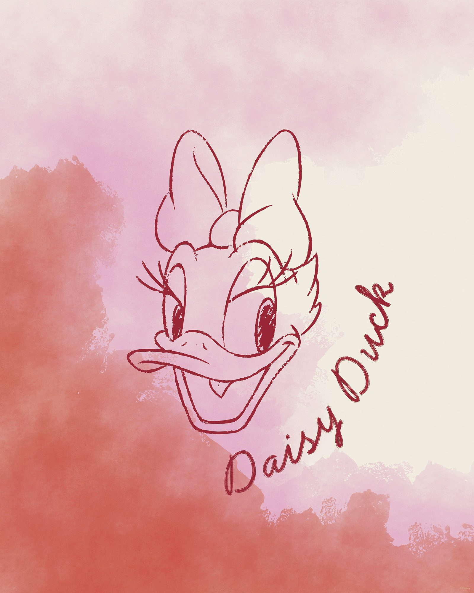 Komar Artprint Disney Daisy Duck Watercolours 40 x 60 cm (breedte x hoogte) - kinderkamer, decoratie (1 stuk)