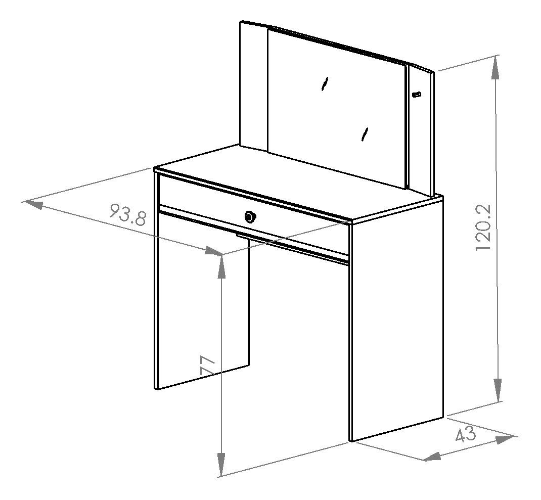 Gami Make-uptafel Make up Elegante en praktische kaptafel met een lade