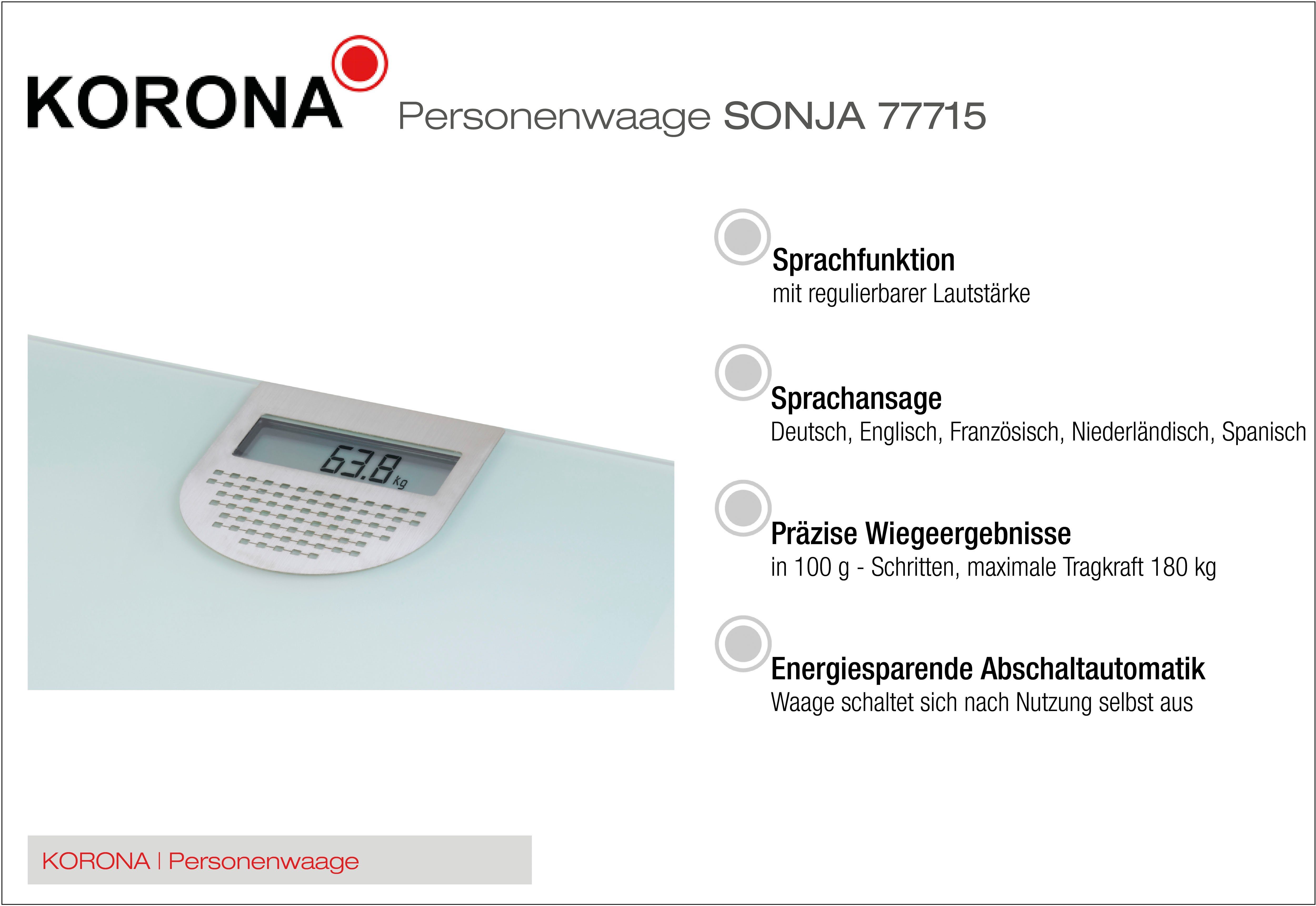 KORONA Personenweegschaal Sonja 77715 pratende glazen schaal