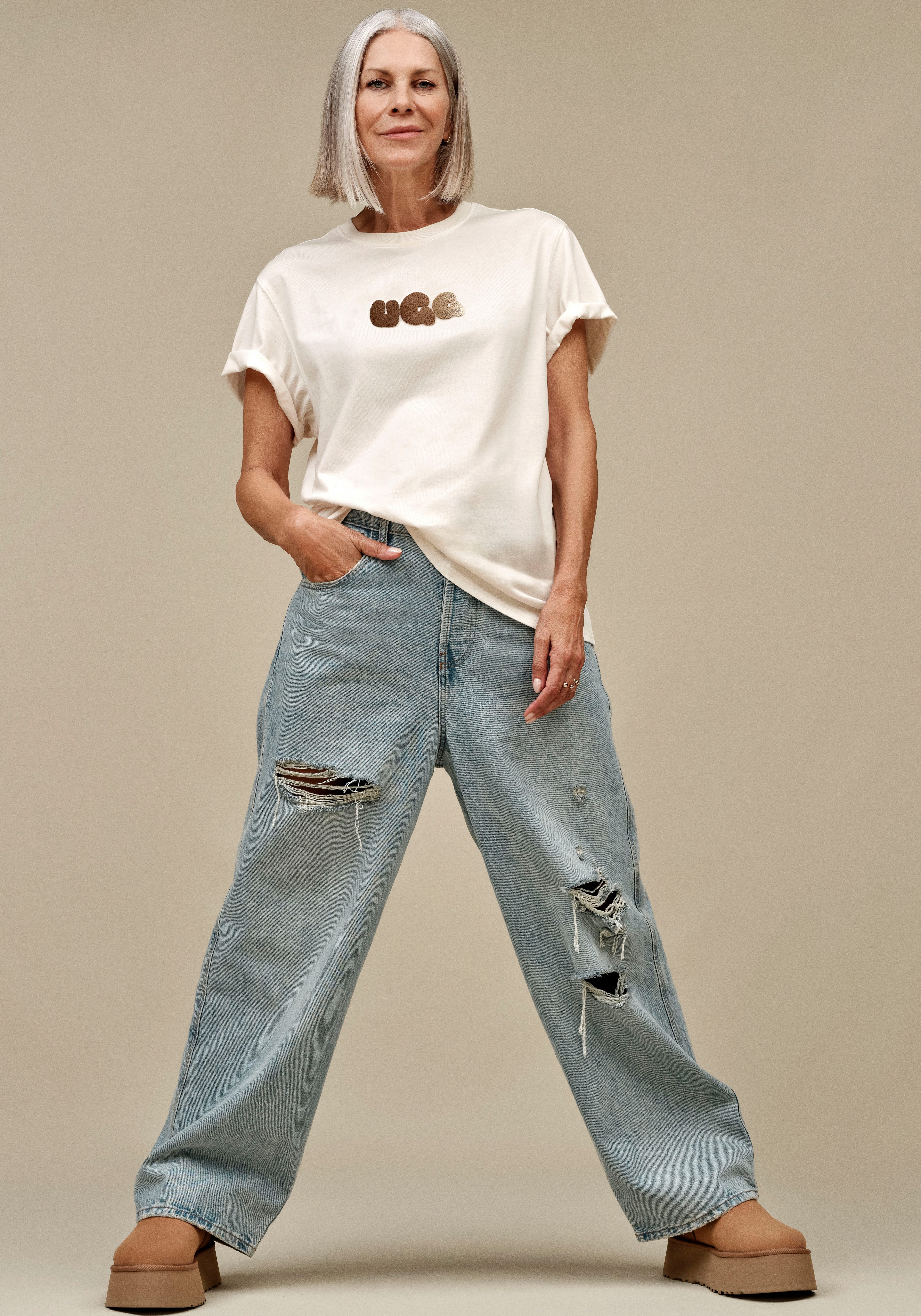 UGG T-shirt Bubble Logo Tee Met een ronde hals